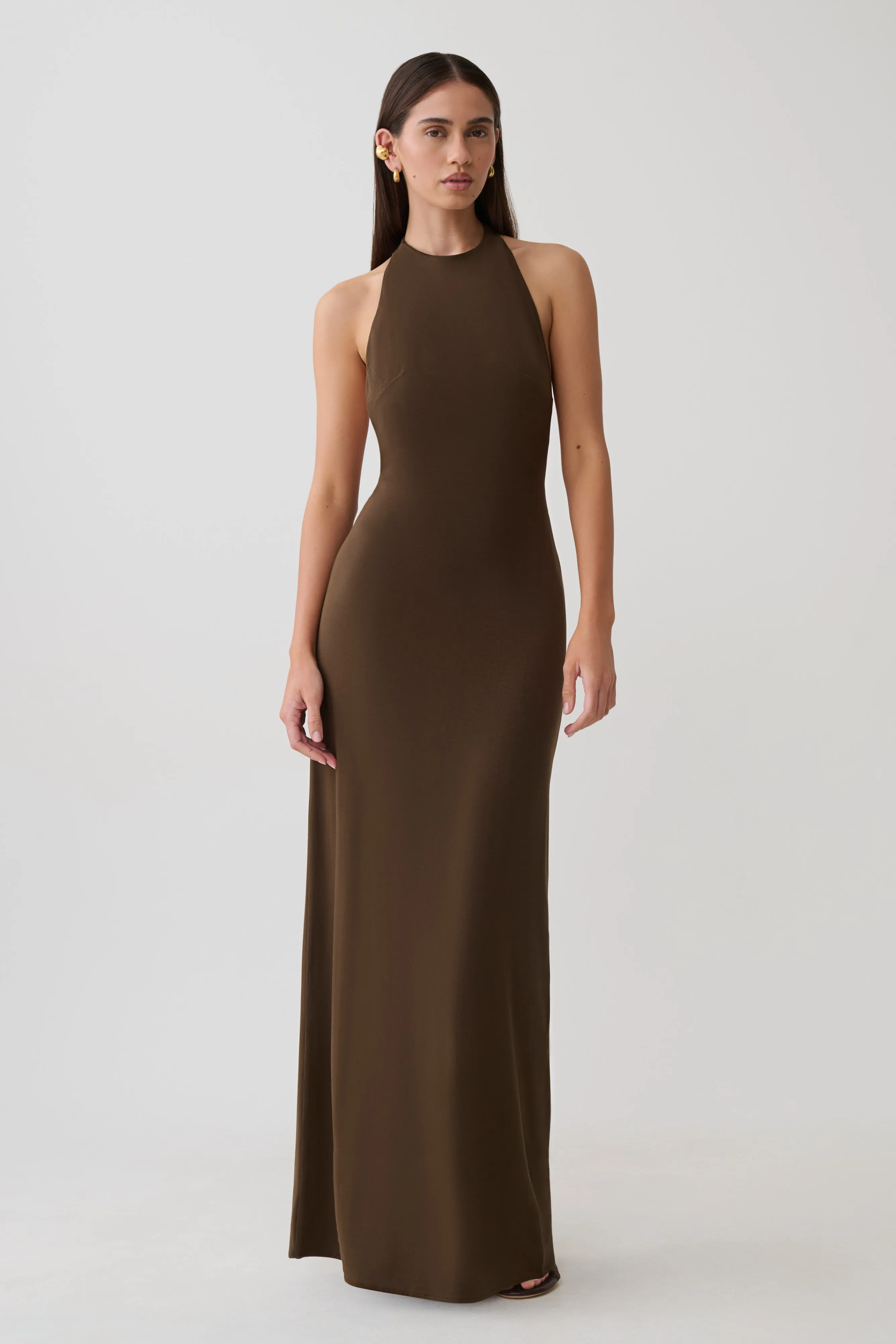 Halley Back T-Strap Maxi Dress - Chocolate sold by Meshki