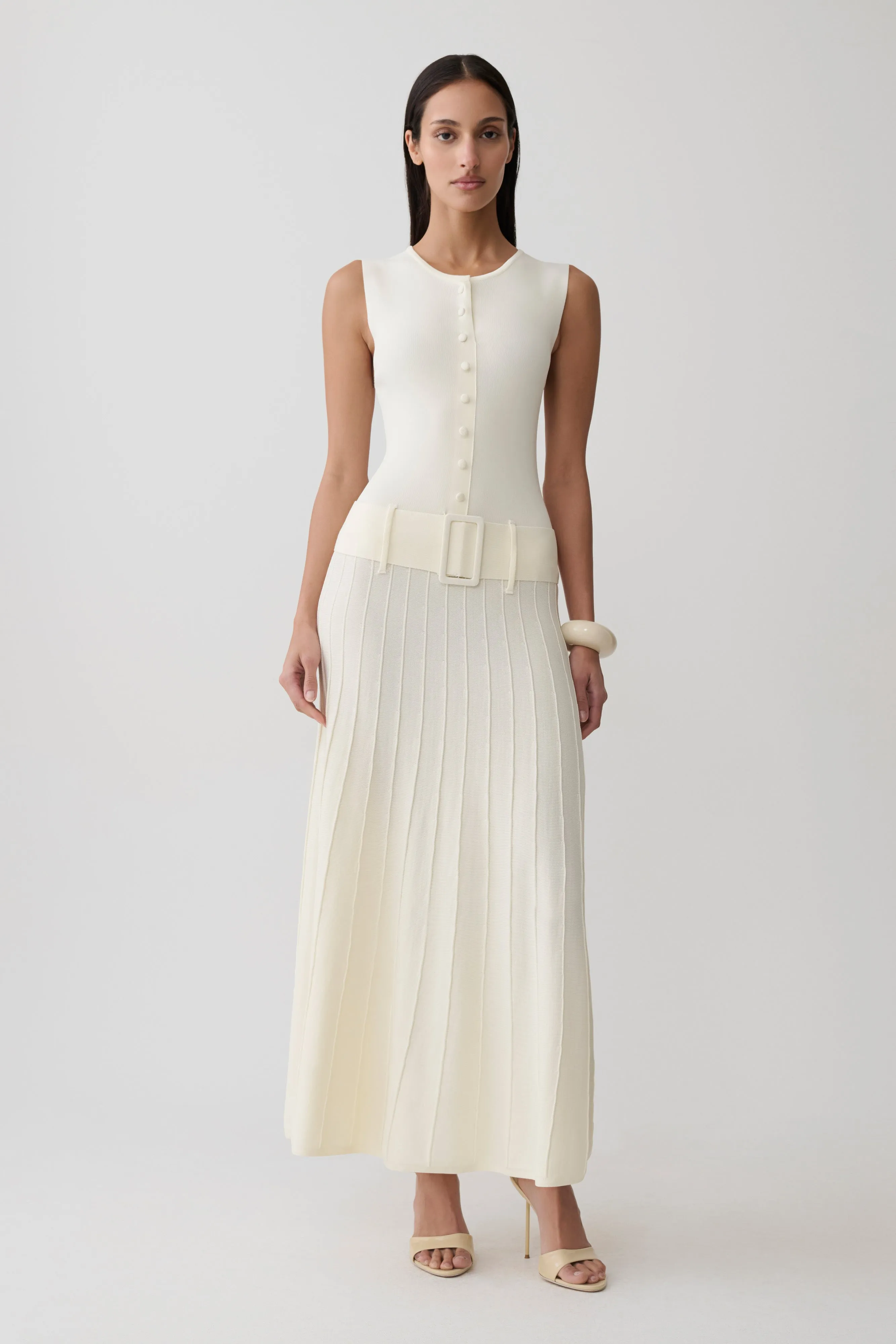 Rebena Pleated Midi Dress - Ivory sold by Meshki product image thumbnail 5