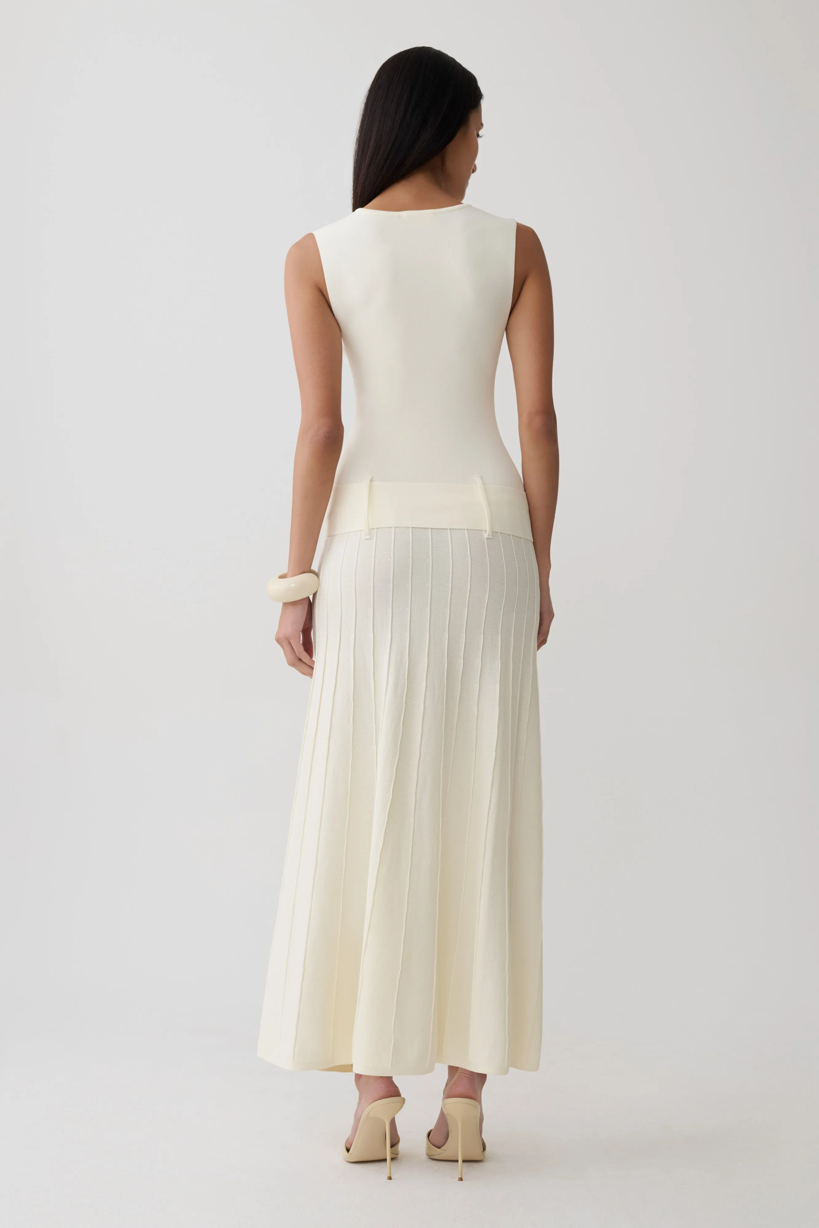 Rebena Pleated Midi Dress - Ivory sold by Meshki product image thumbnail 2