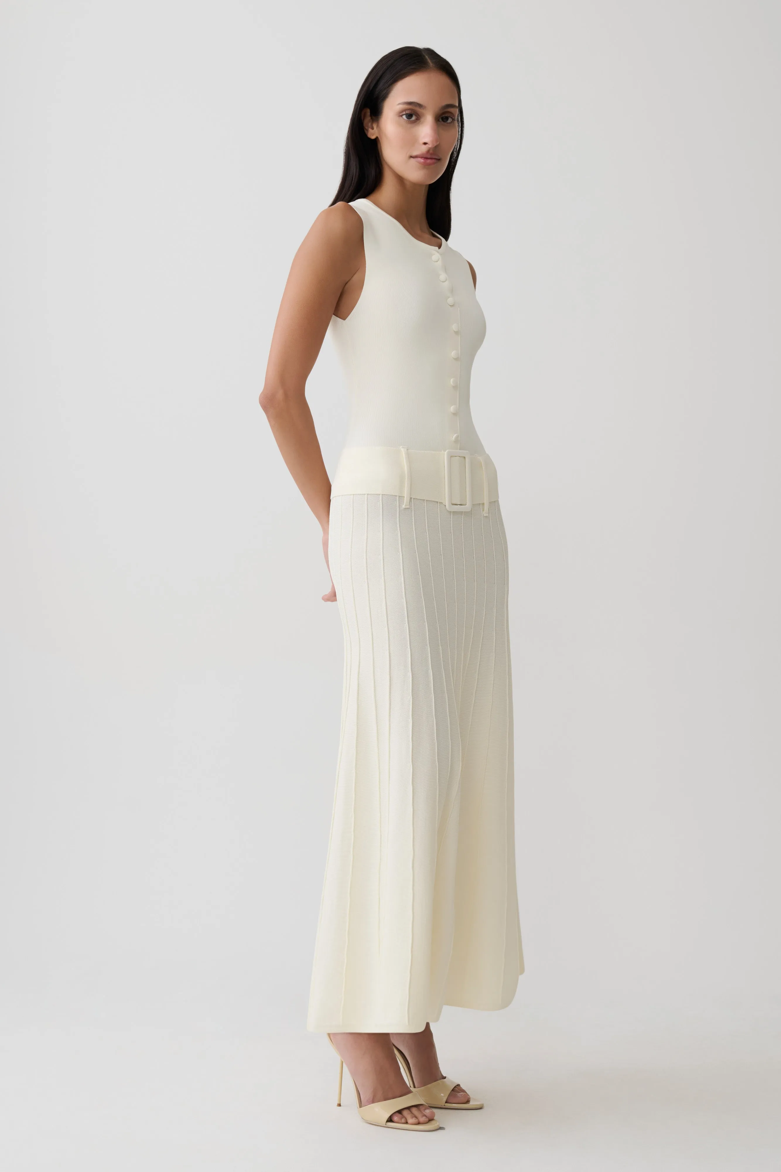 Rebena Pleated Midi Dress - Ivory sold by Meshki product image thumbnail 4