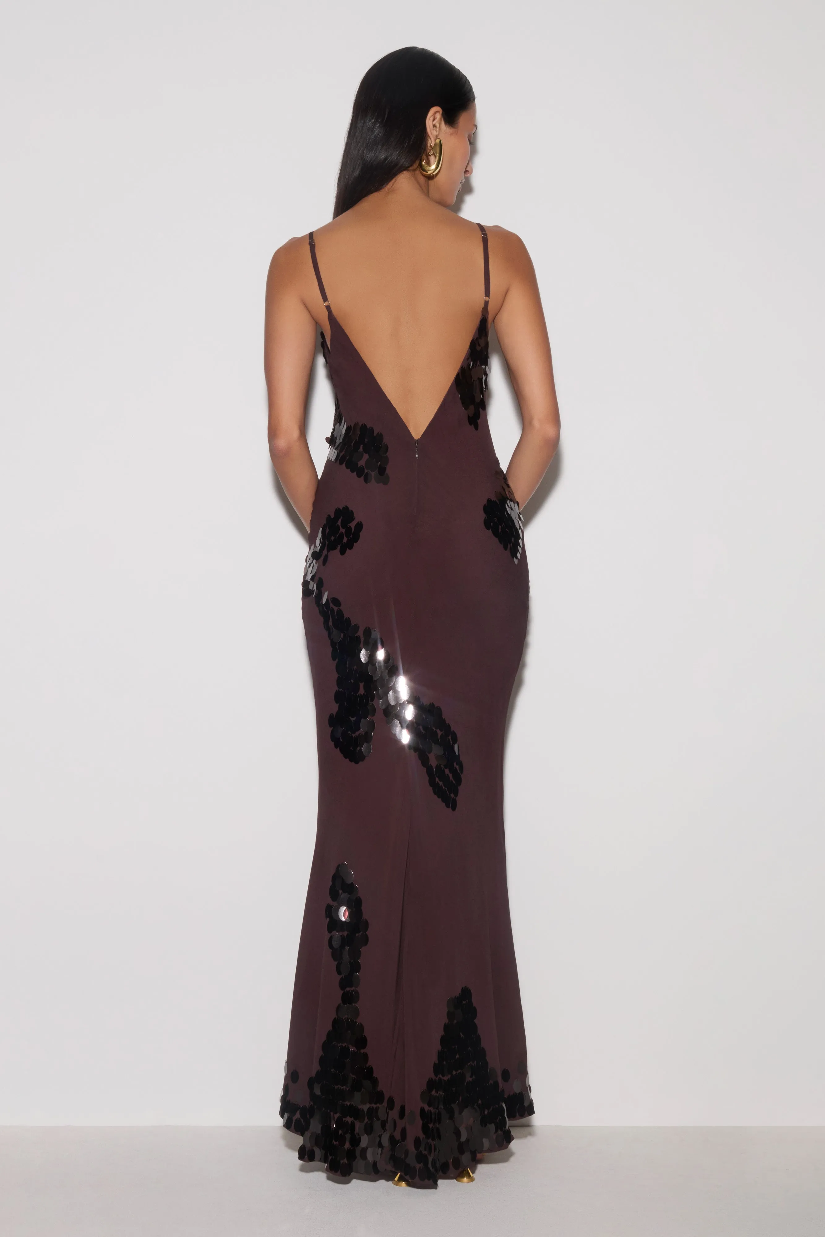 Josette Sequin & Chiffon Maxi Dress - Dark Chocolate sold by Meshki product image thumbnail 2