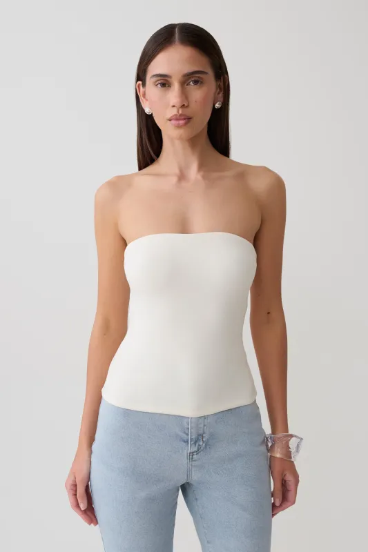 Harley Strapless Bandeau Top - Ivory made by Meshki