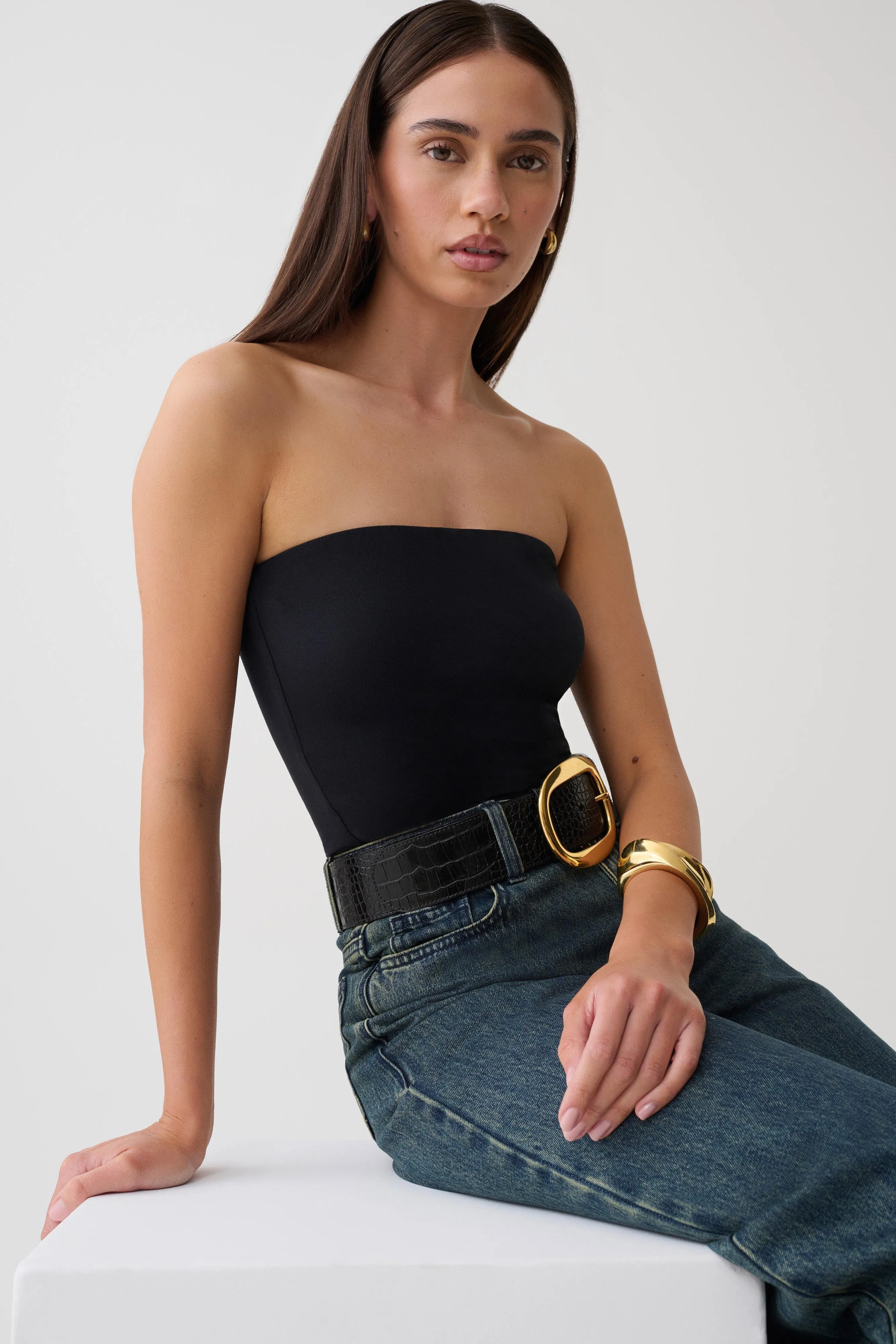 Harley Strapless Bandeau Top - Black sold by Meshki product image thumbnail 3
