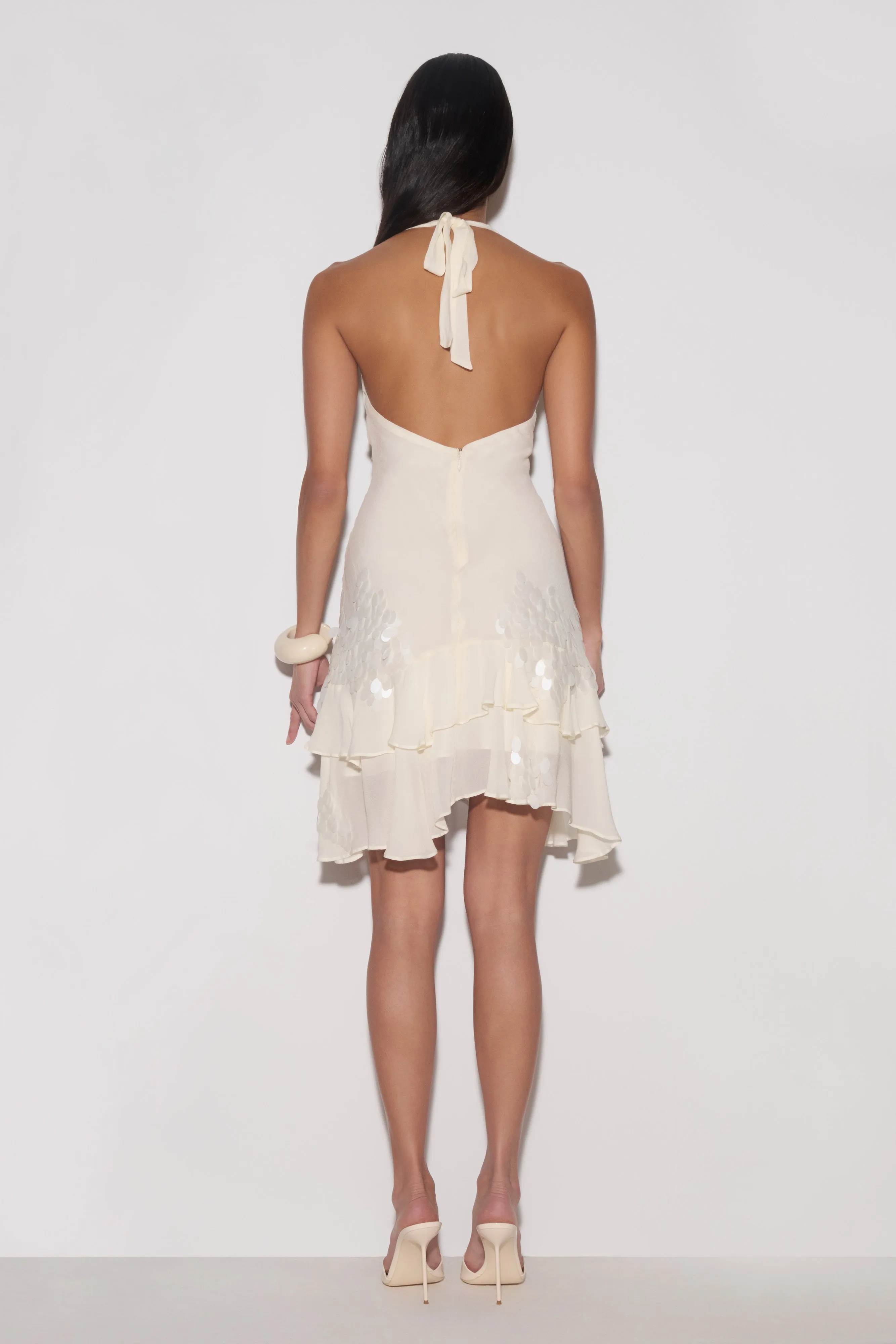 Aaliyah Sequin & Chiffon Mini Dress - Ivory sold by Meshki product image thumbnail 2