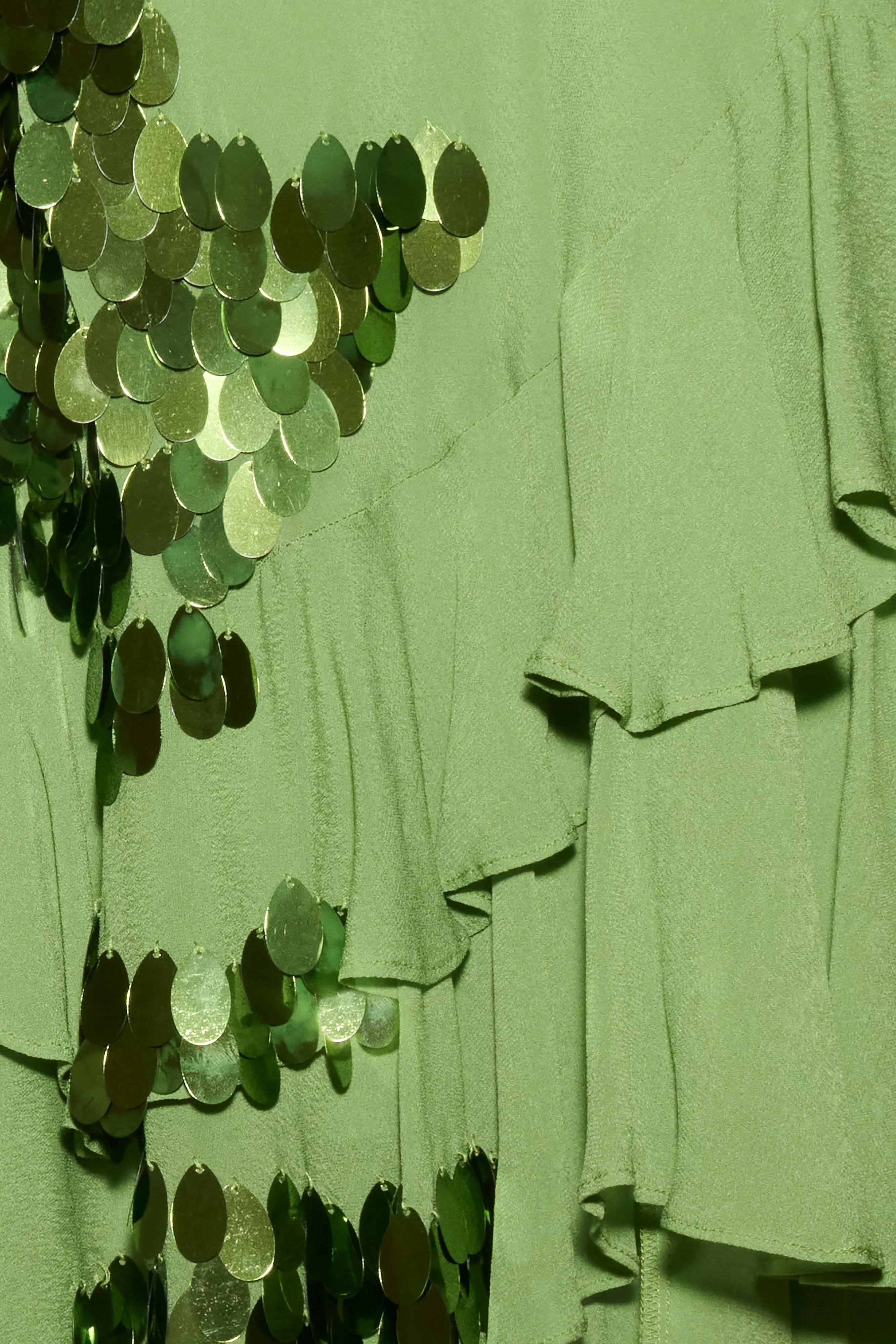 Aaliyah Sequin & Chiffon Mini Dress - Green sold by Meshki product image thumbnail 4