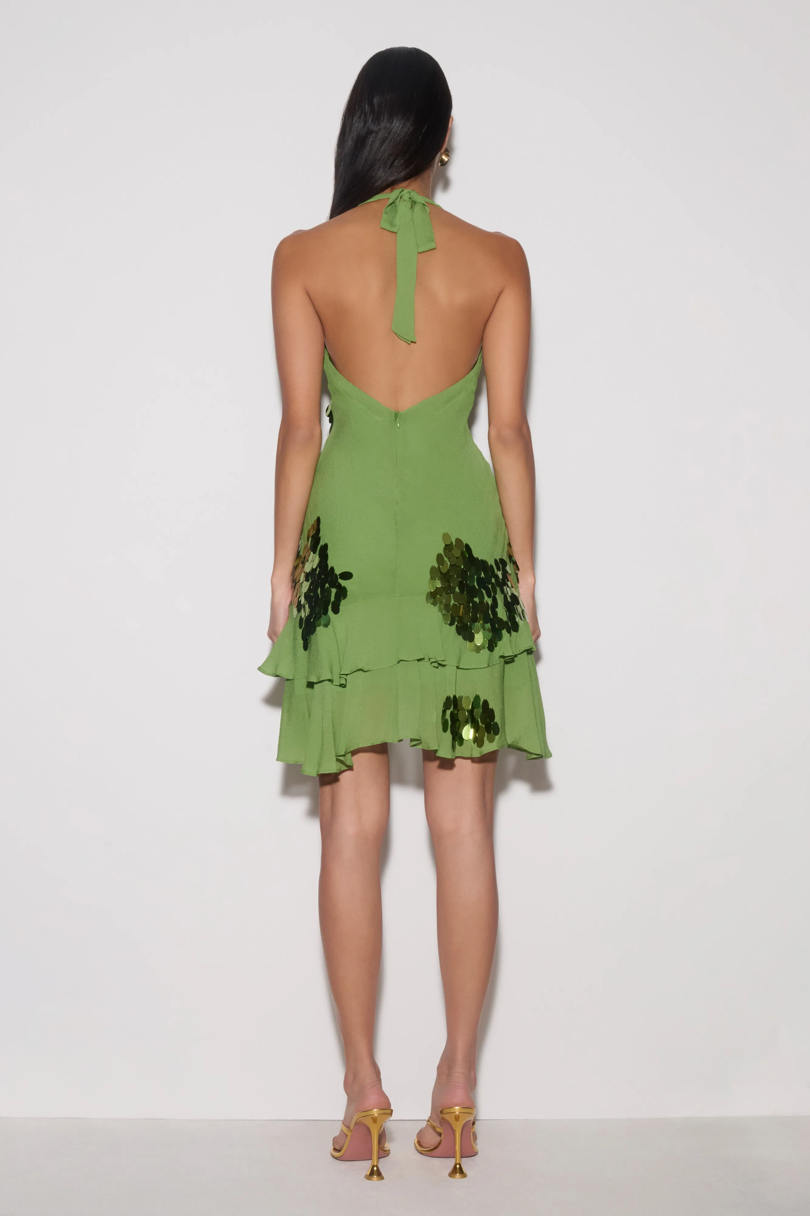 Aaliyah Sequin & Chiffon Mini Dress - Green sold by Meshki product image thumbnail 2