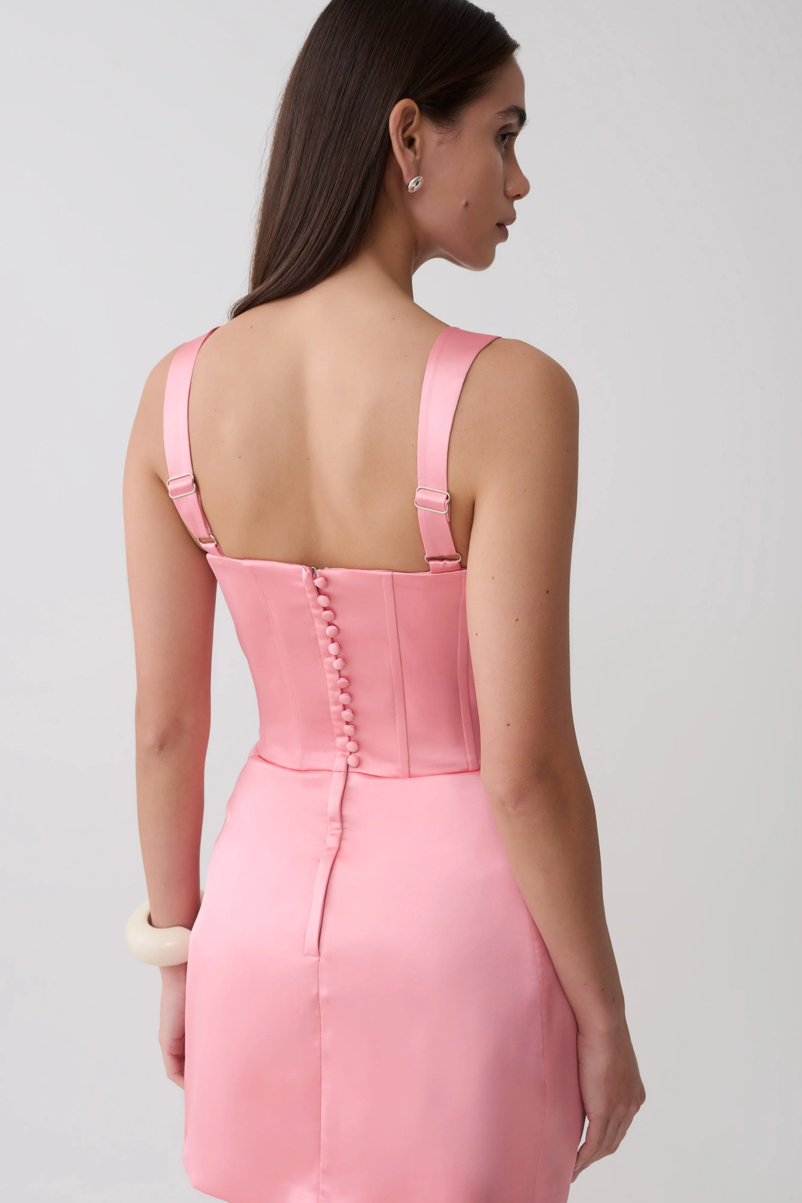 Isabel Satin Corset Mini Dress - Pink sold by Meshki product image thumbnail 3