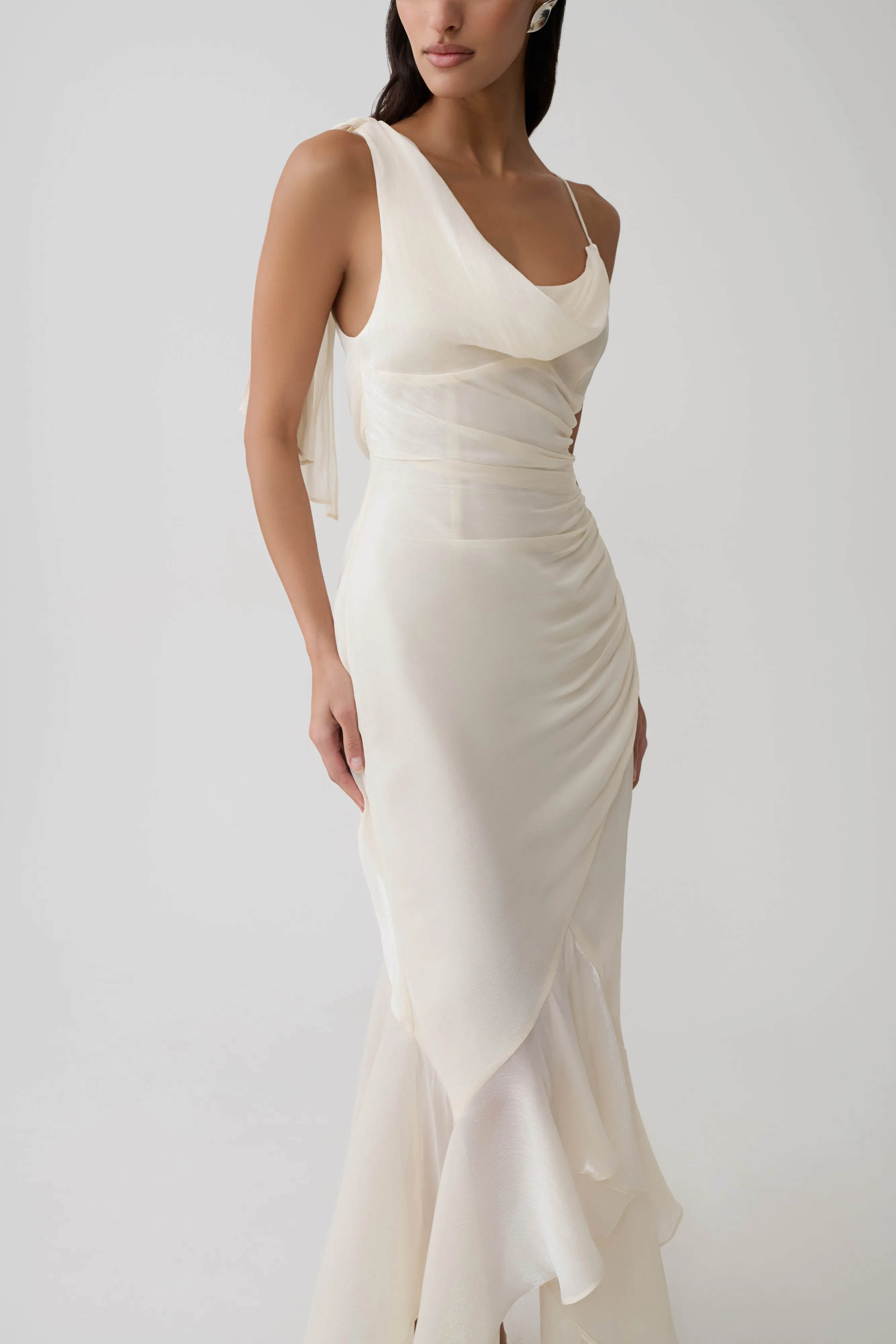 Edith Draped Maxi Dress - Ivory sold by Meshki product image thumbnail 3