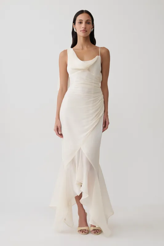 Edith Draped Maxi Dress - Ivory made by Meshki