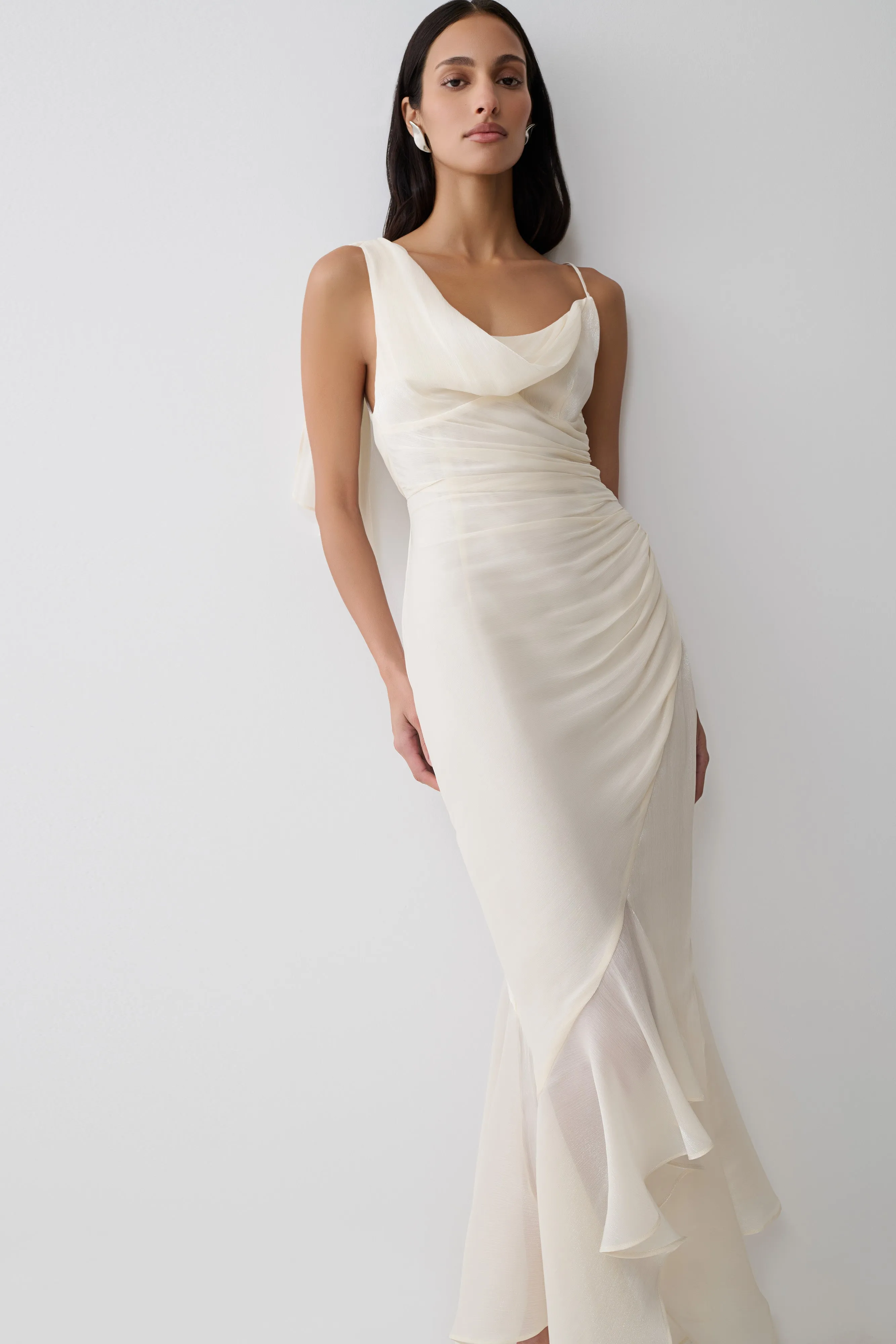 Edith Draped Maxi Dress - Ivory sold by Meshki product image thumbnail 5