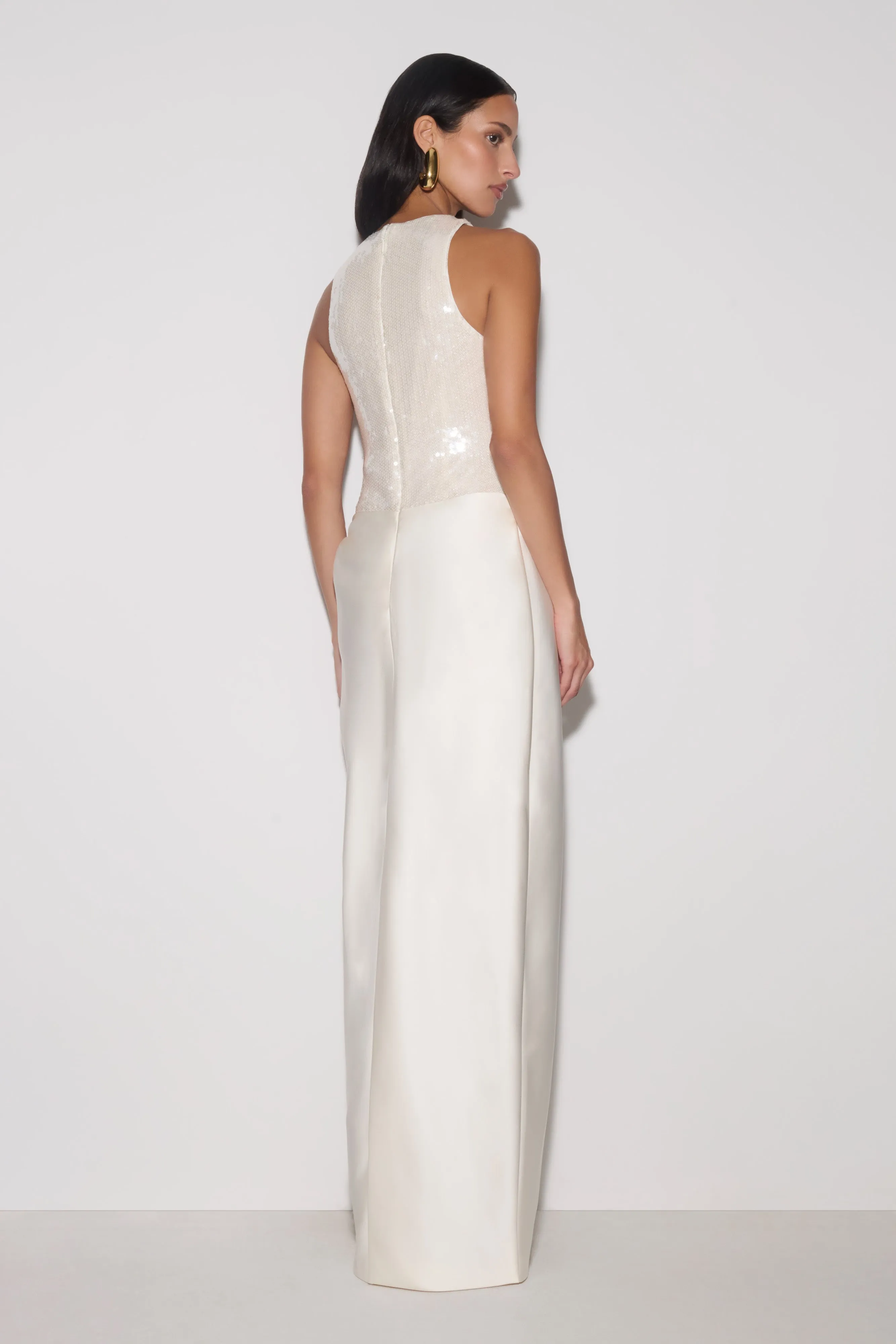 Addison Sequin & Satin Maxi Dress - White sold by Meshki product image thumbnail 3