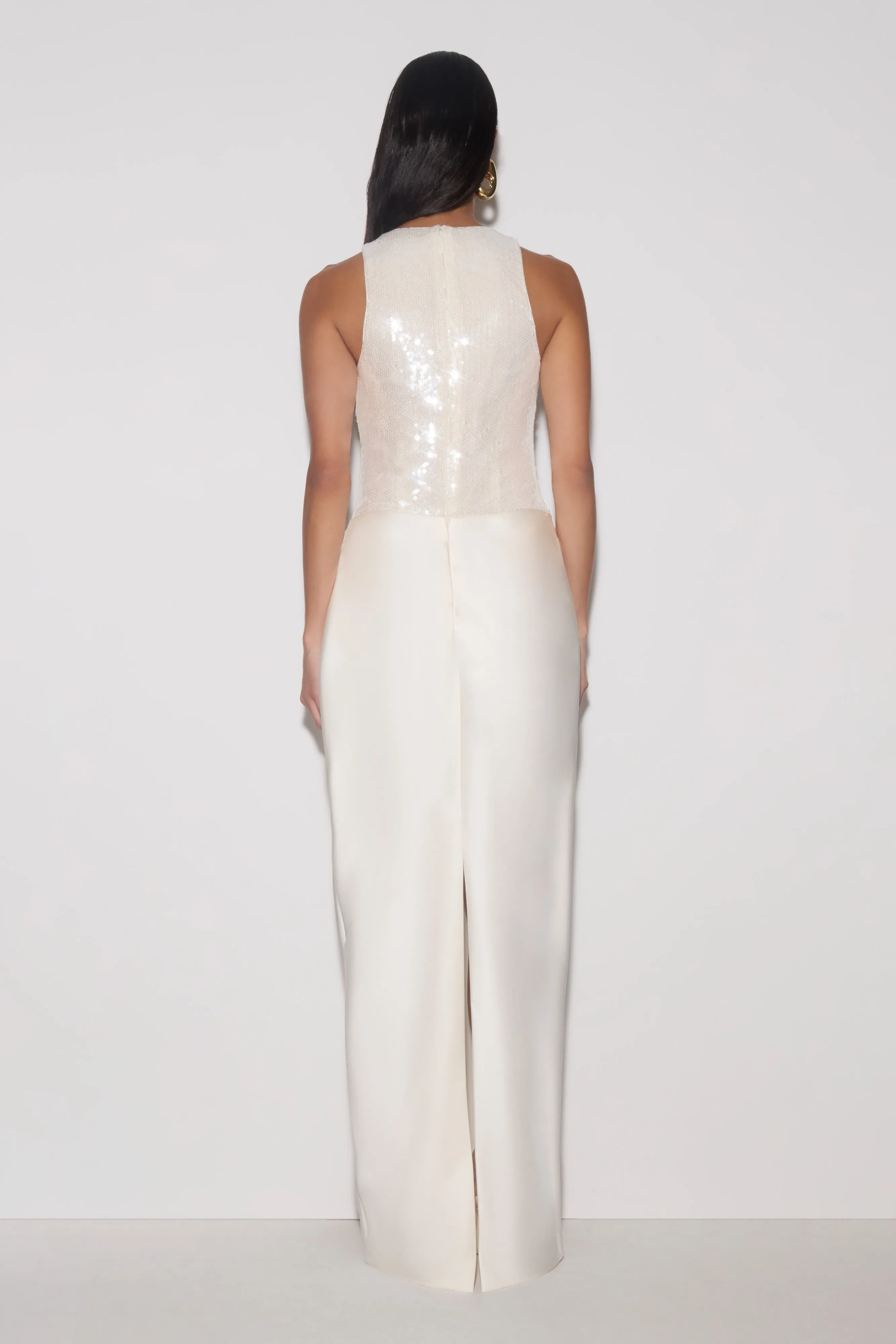 Addison Sequin & Satin Maxi Dress - White sold by Meshki product image thumbnail 2