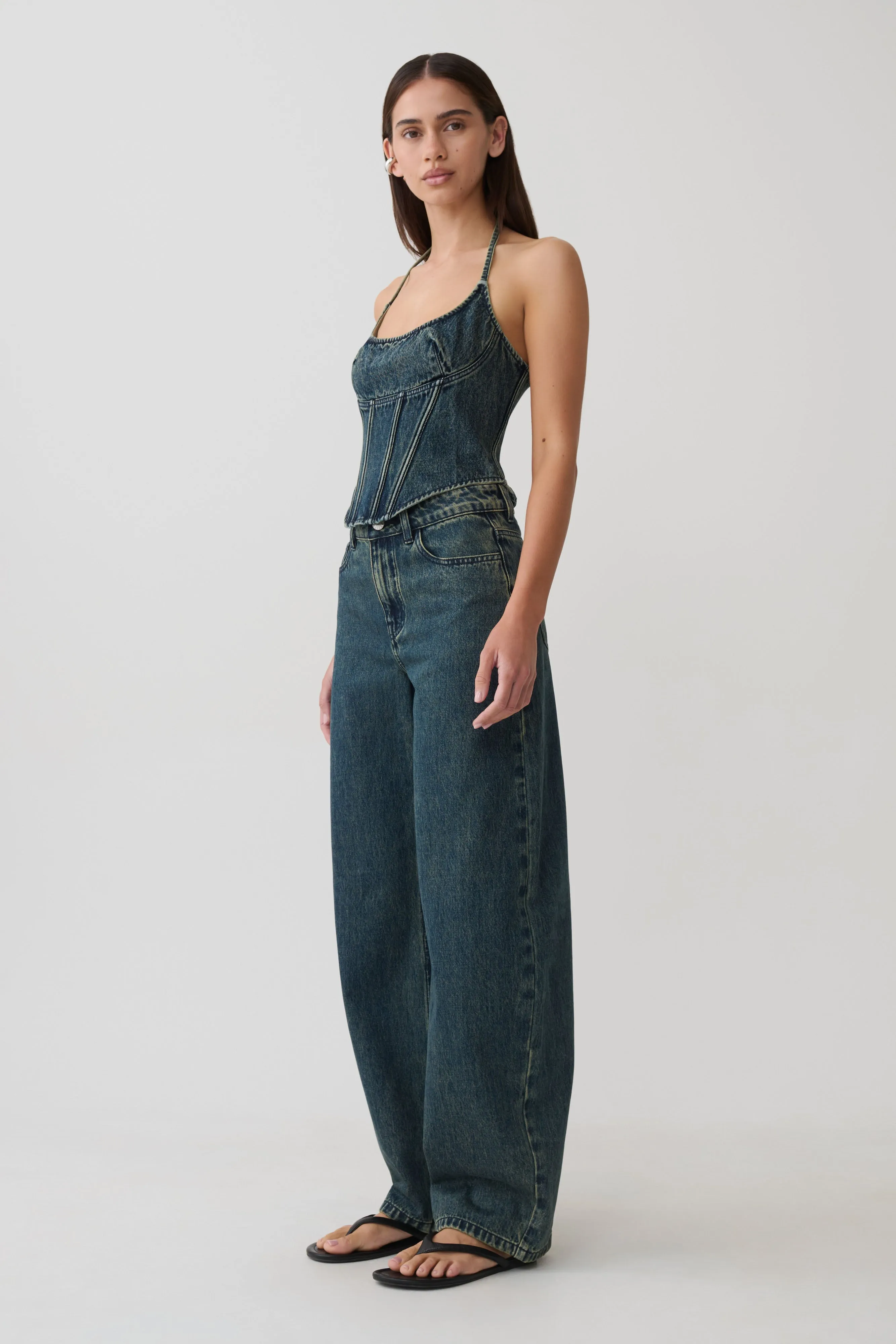 Stephanie Corset Denim Top - Vintage Blue sold by Meshki product image thumbnail 4
