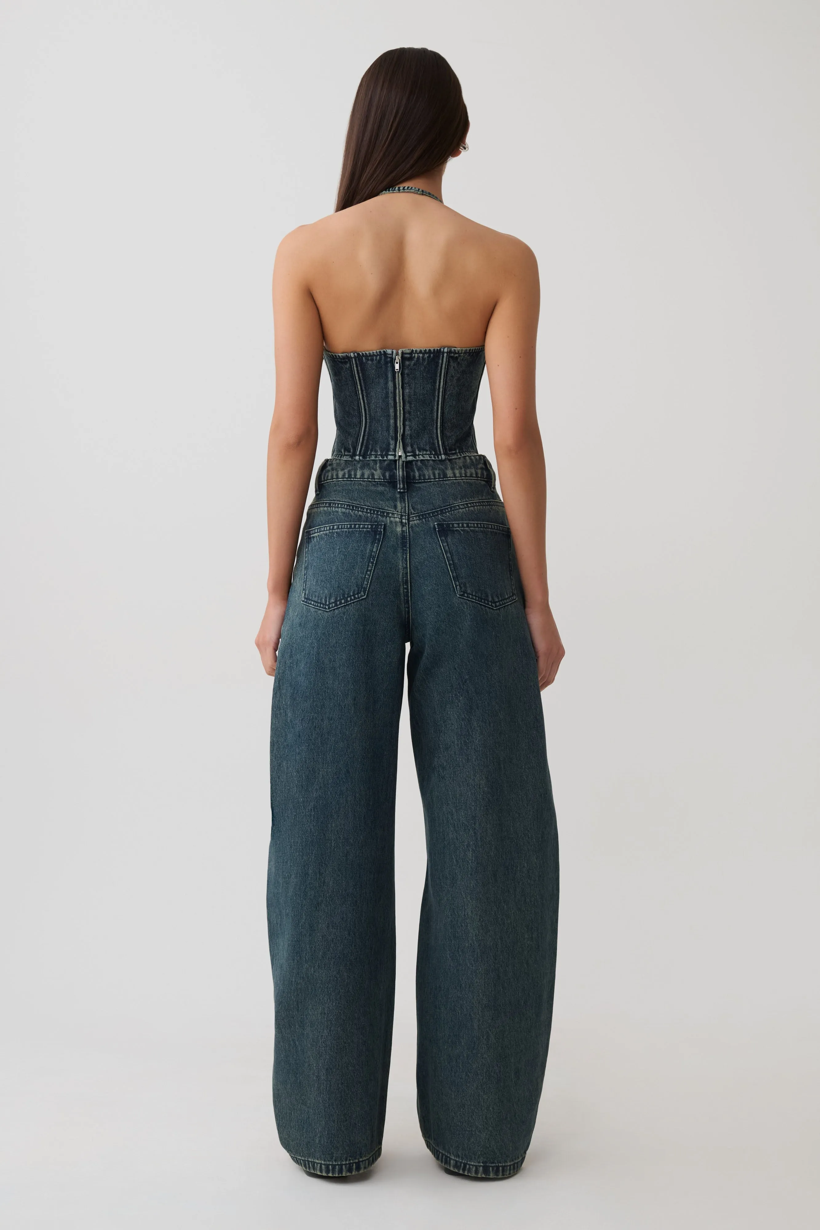 Stephanie Corset Denim Top - Vintage Blue sold by Meshki product image thumbnail 5
