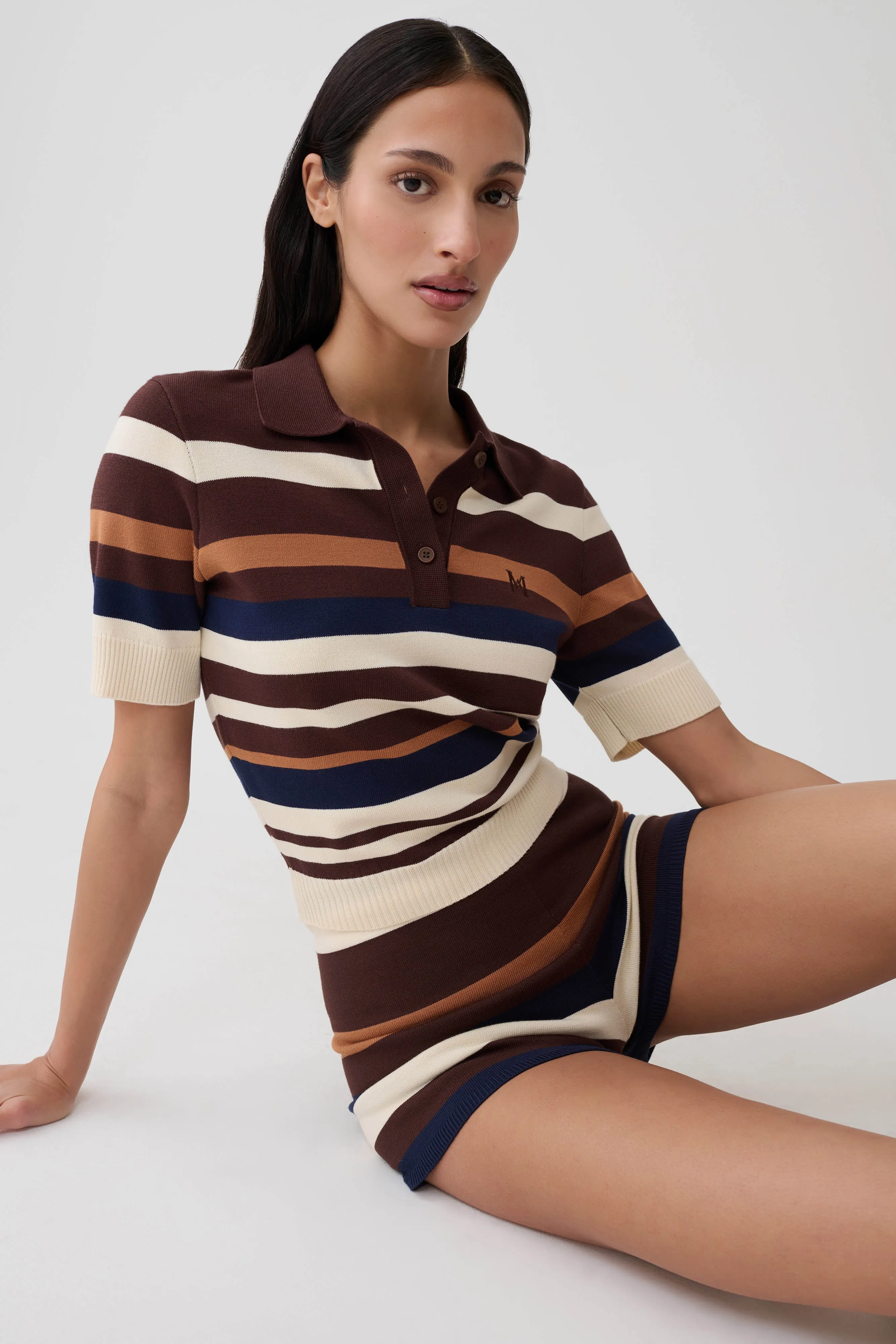 Philly Stripe Knit Short - Navy/Neutral sold by Meshki product image thumbnail 3