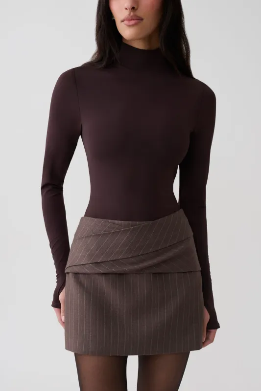 Annabel Long Sleeve High Neck Bodysuit - Chocolate made by Meshki