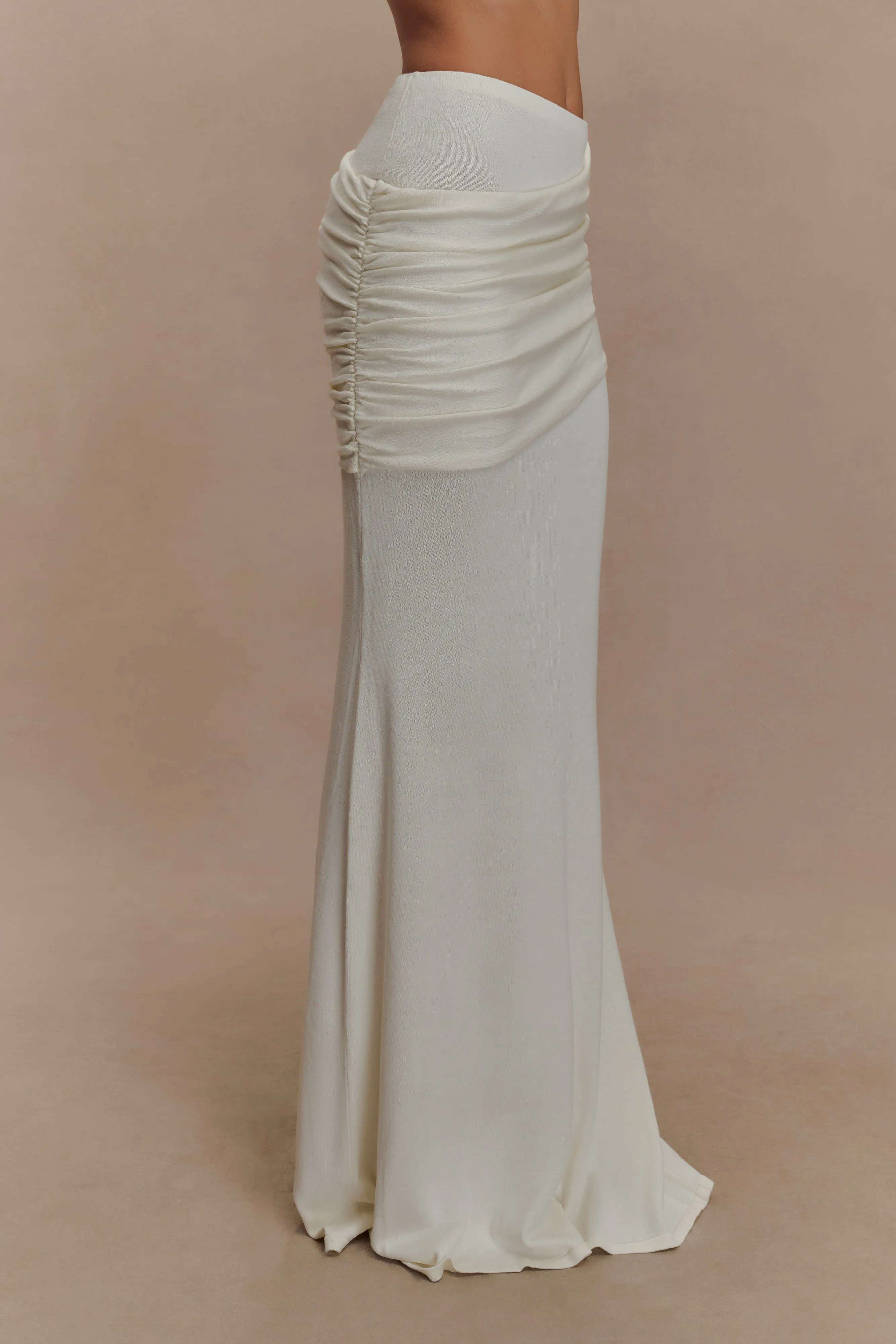 Irene Gathered Knit Maxi Skirt - Ivory sold by Meshki product image thumbnail 4