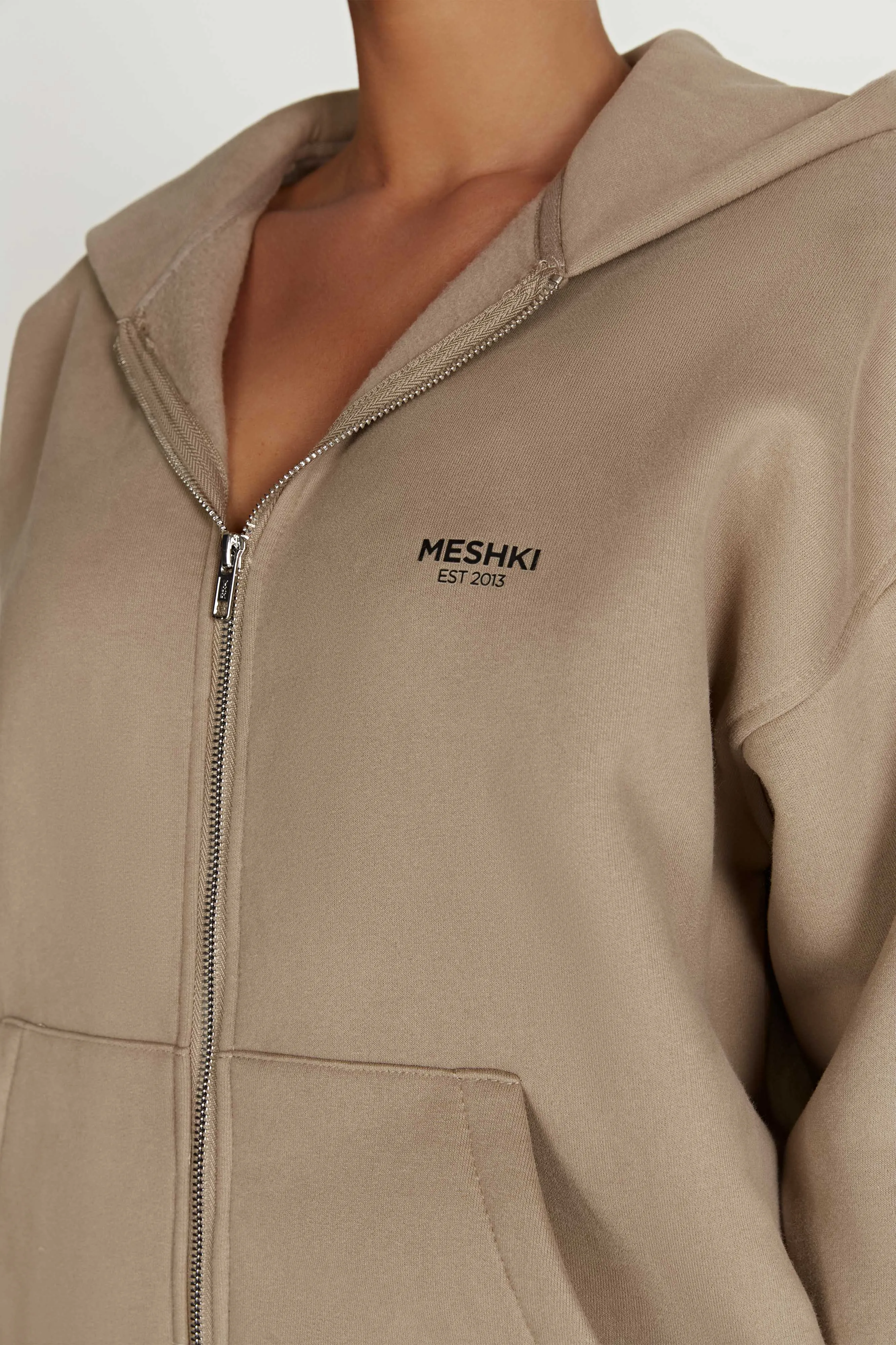 Corrie Unisex Zip Through Hoodie - Cement sold by Meshki product image thumbnail 5