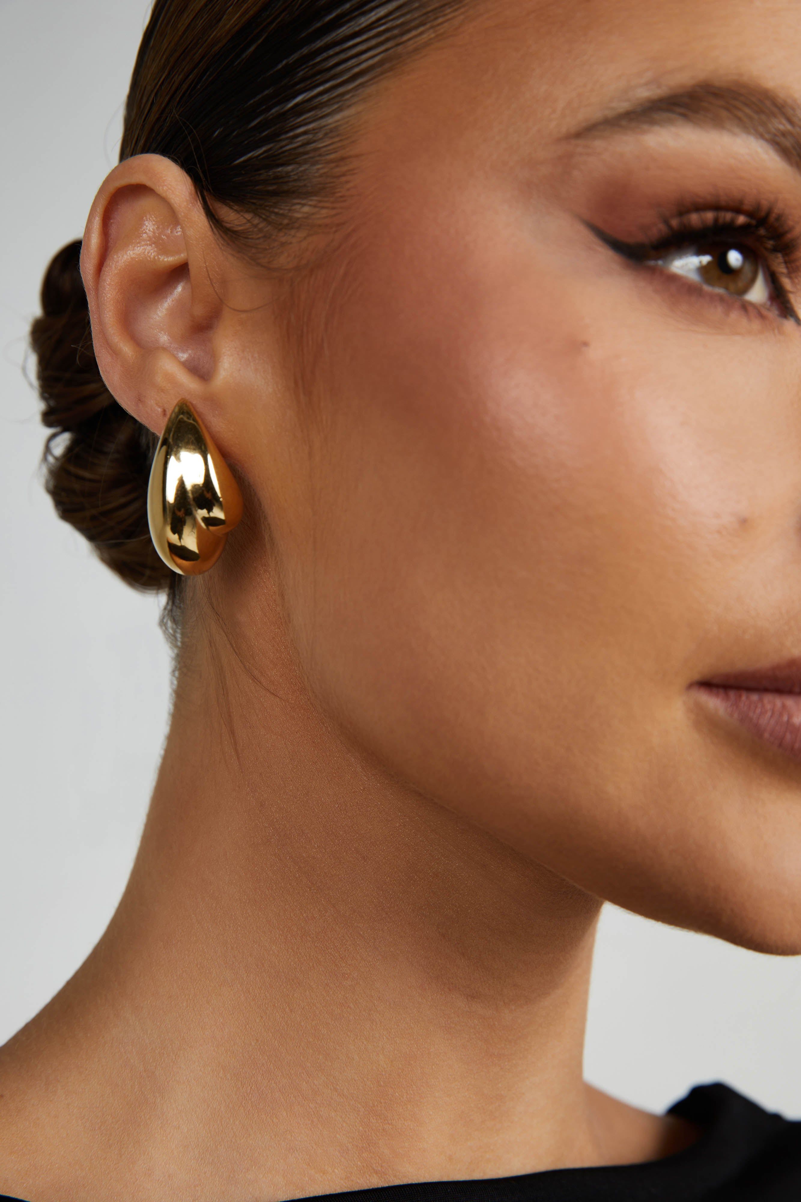 Zadie Double Teardrop Earrings - Gold sold by Meshki product image thumbnail 4