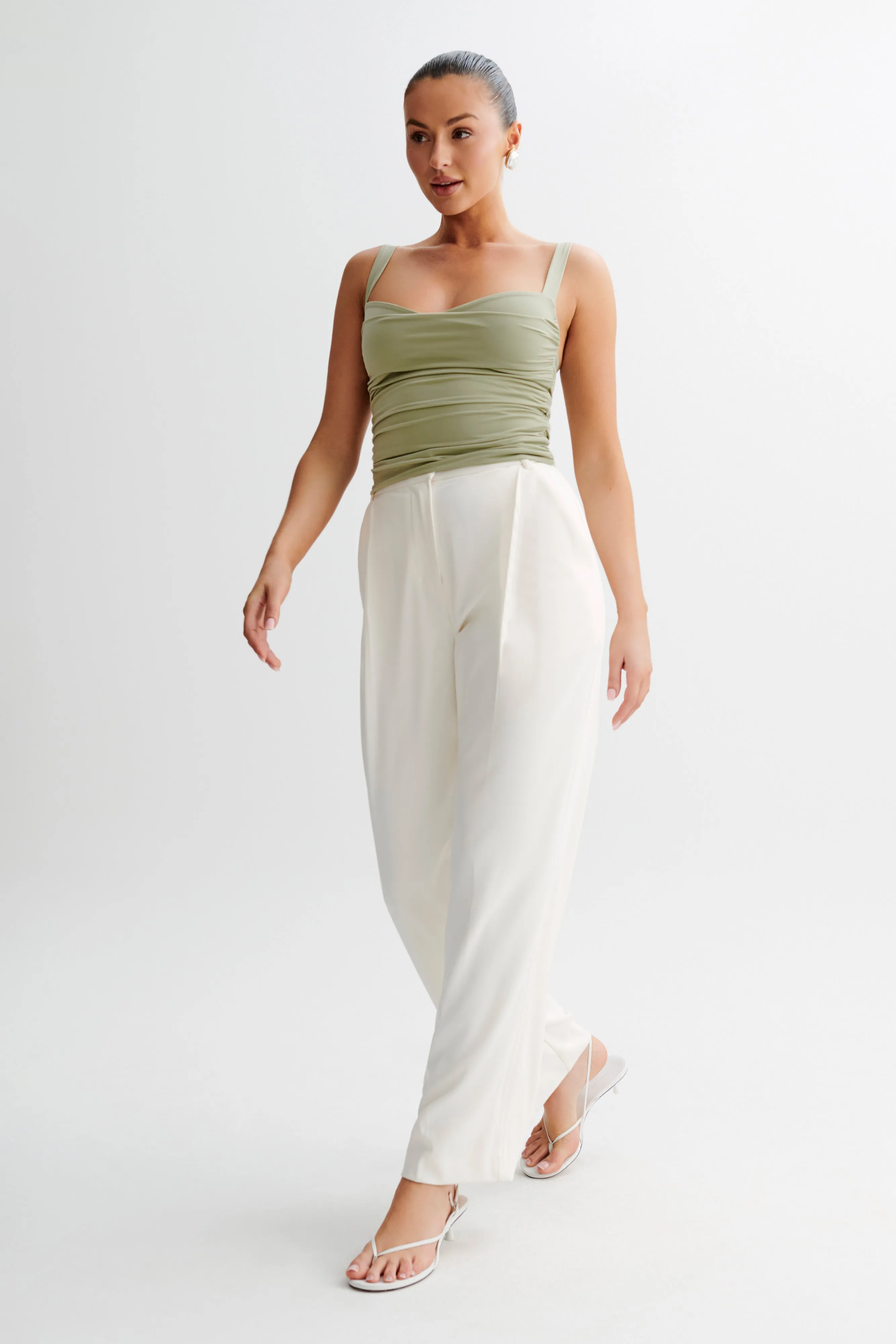 Hailey Slinky Long Line Sweetheart Top - Sage sold by Meshki product image thumbnail 4