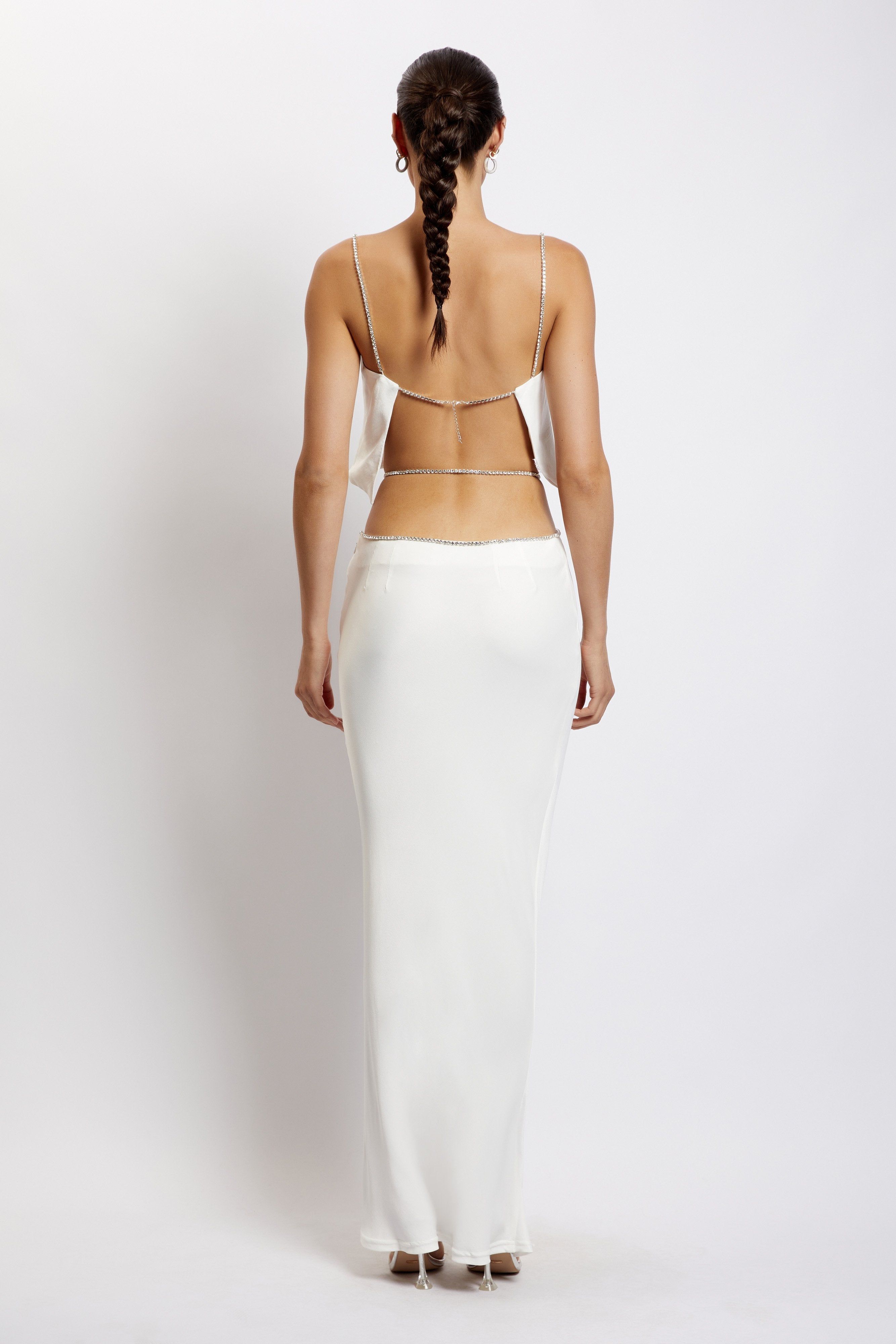 Dayana Diamante Maxi Skirt - White sold by Meshki product image thumbnail 2