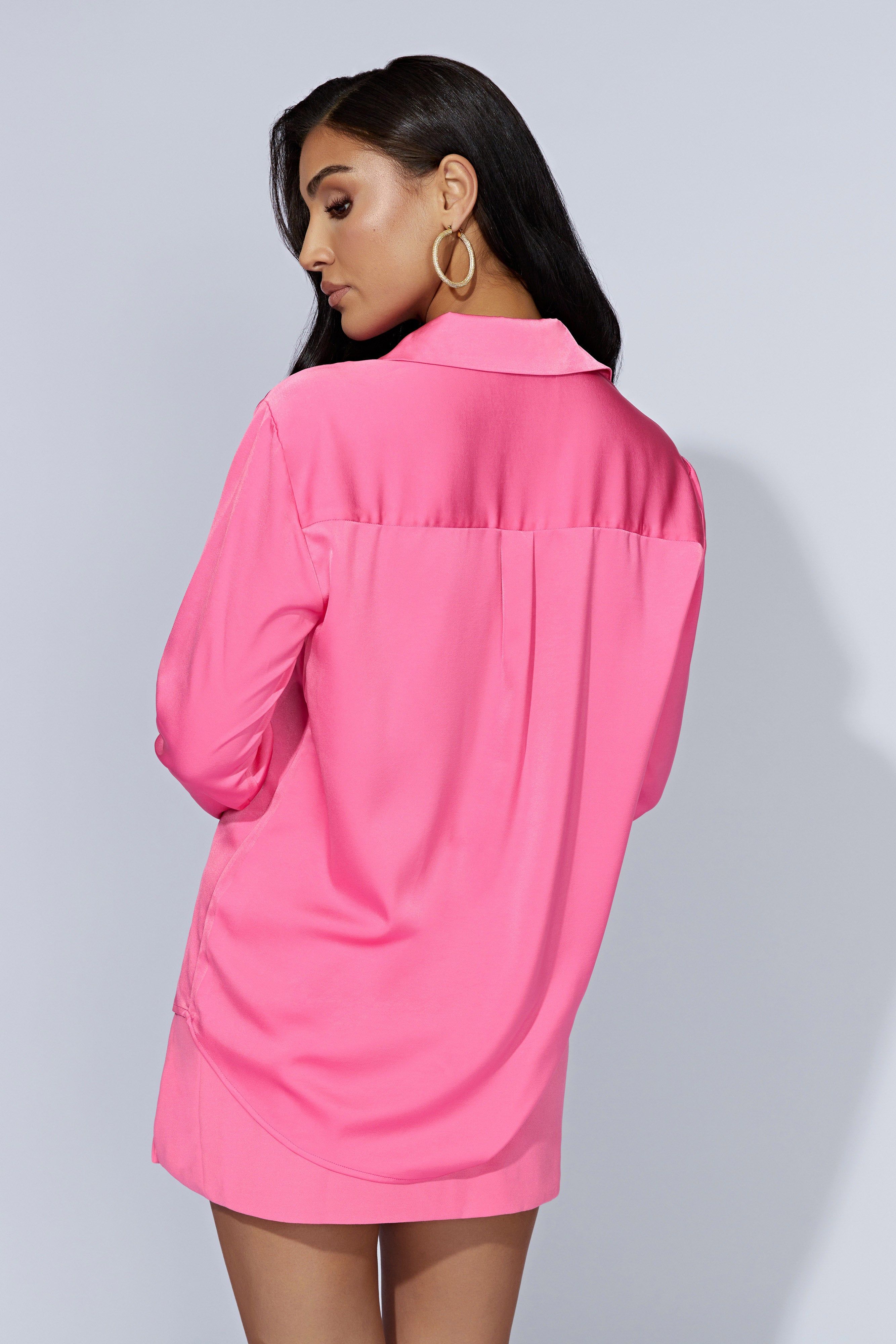 Liliana Satin Shirt - Bubblegum Pink sold by Meshki product image thumbnail 3