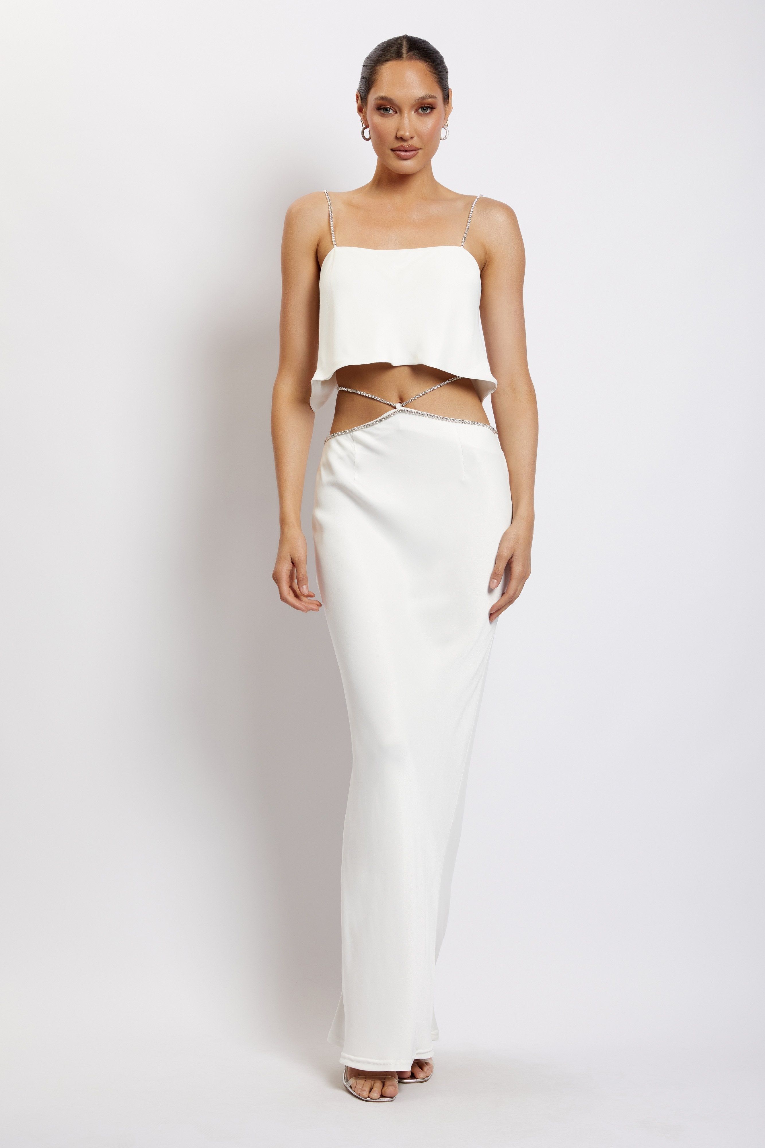 Dayana Diamante Maxi Skirt - White sold by Meshki product image thumbnail 6