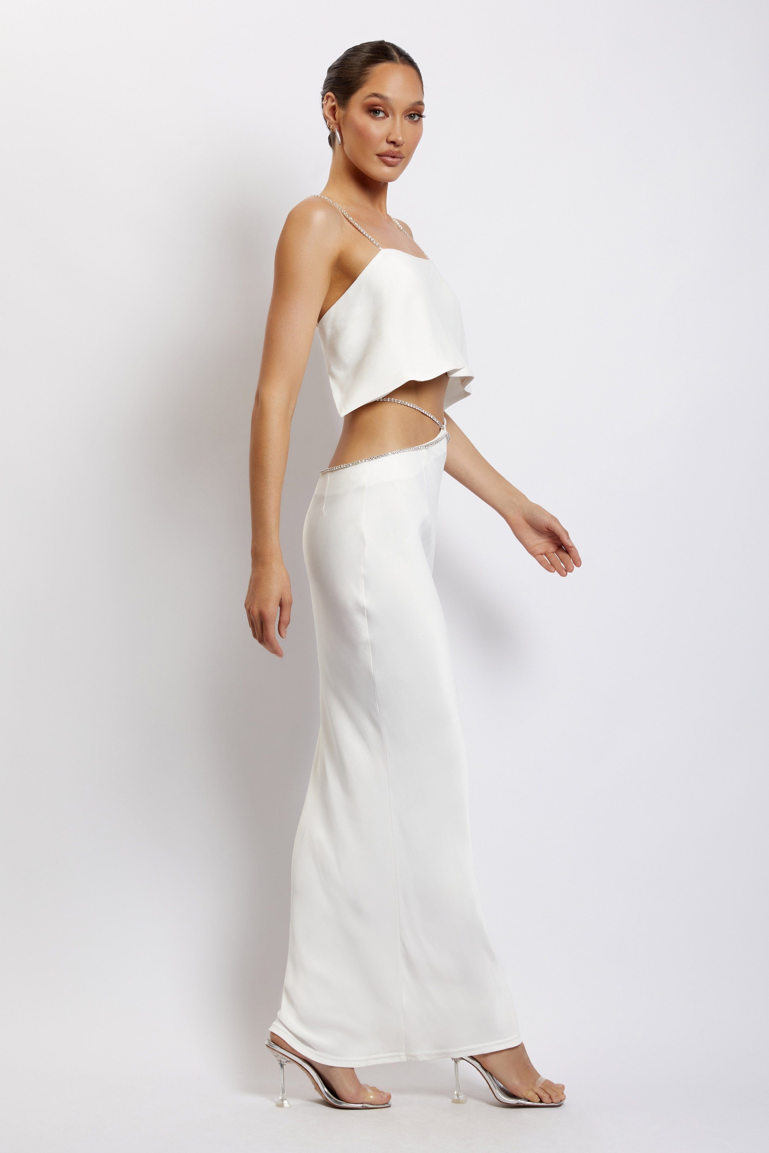 Dayana Diamante Maxi Skirt - White sold by Meshki product image thumbnail 3