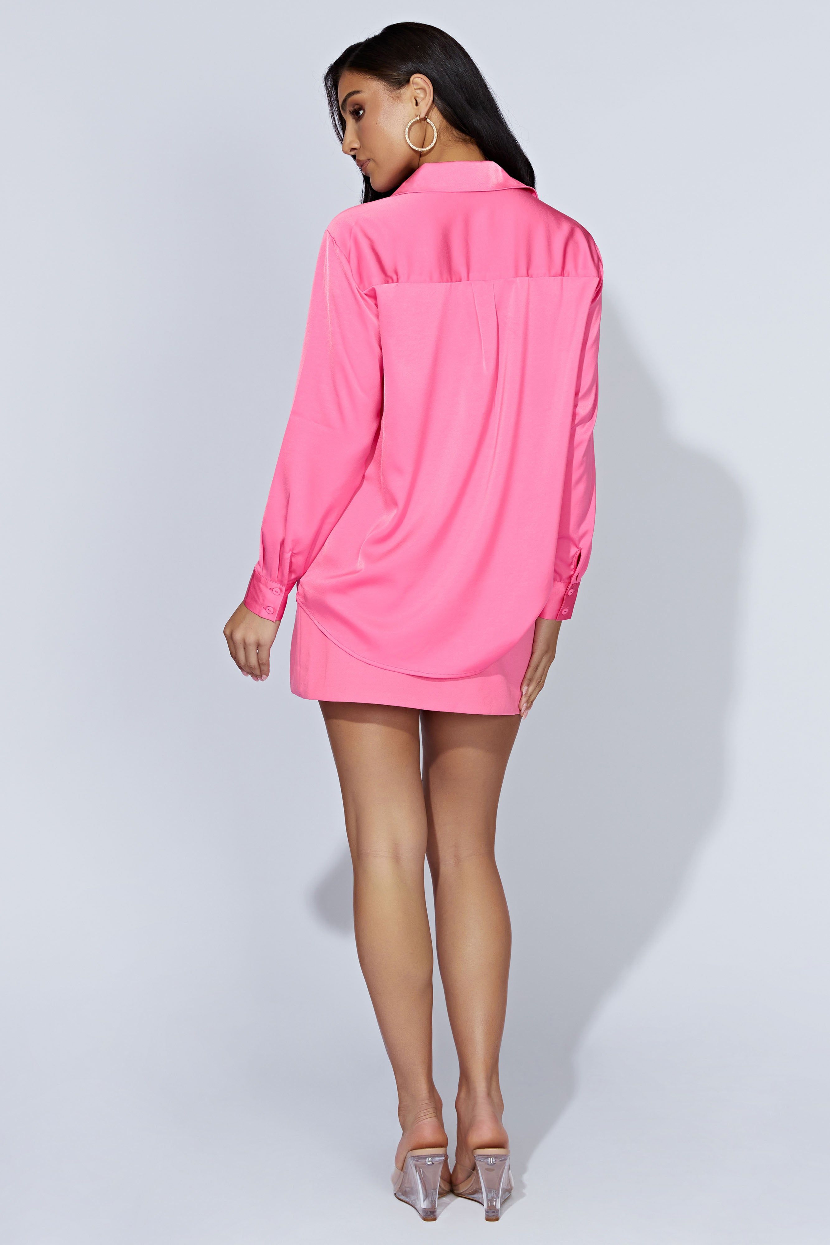 Liliana Satin Shirt - Bubblegum Pink sold by Meshki product image thumbnail 7