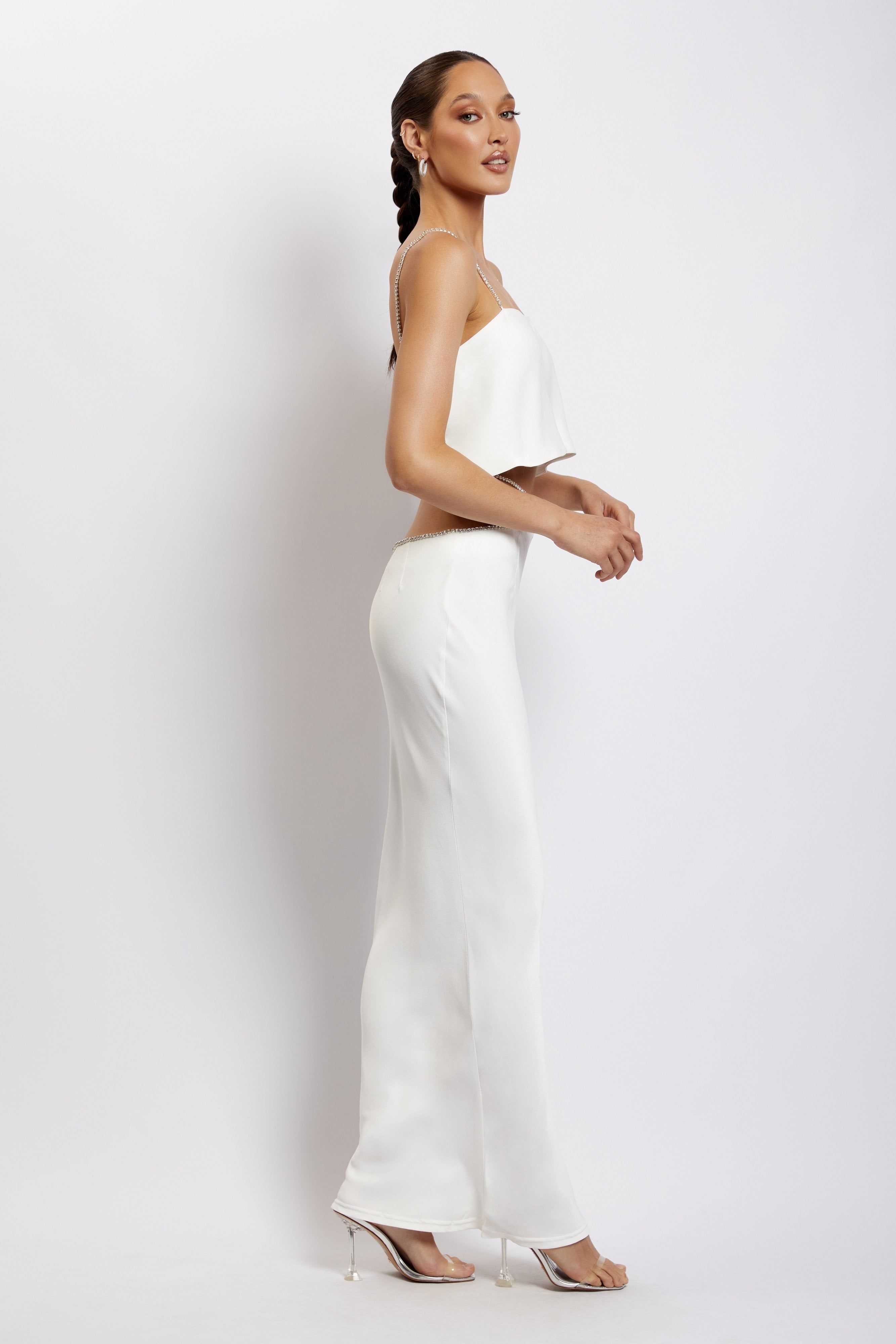 Dayana Diamante Maxi Skirt - White sold by Meshki product image thumbnail 7