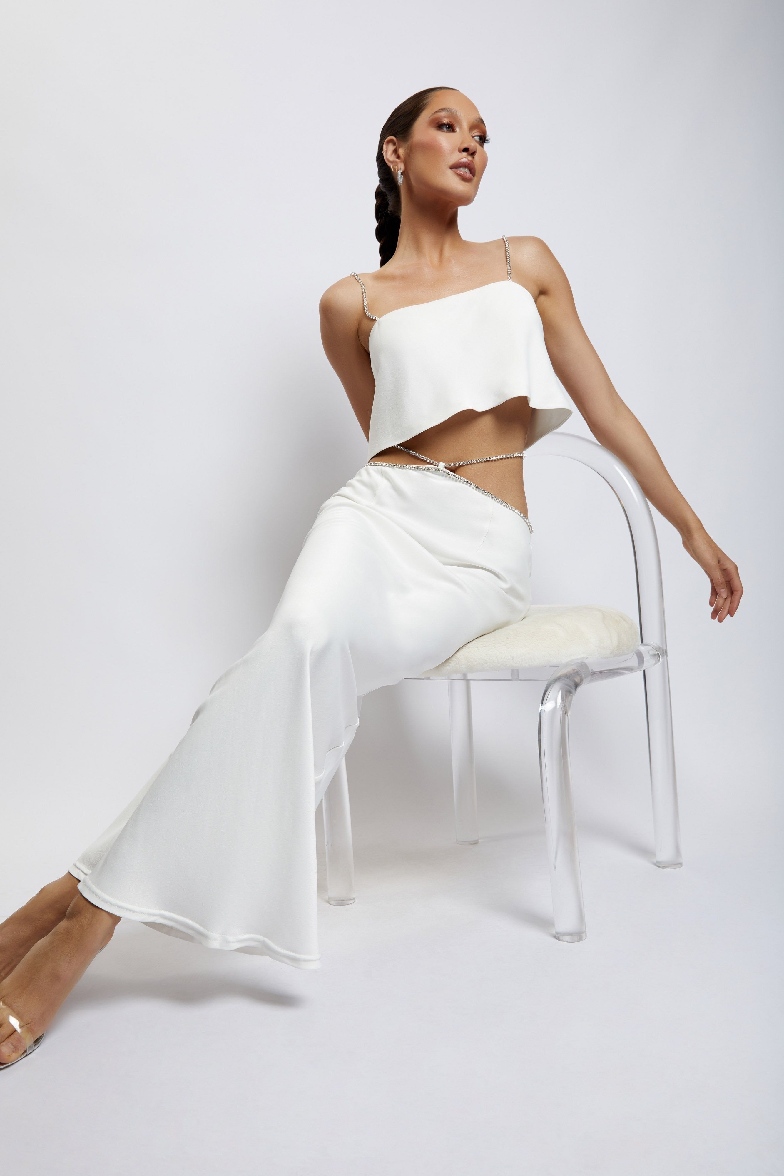 Dayana Diamante Maxi Skirt - White sold by Meshki product image thumbnail 4