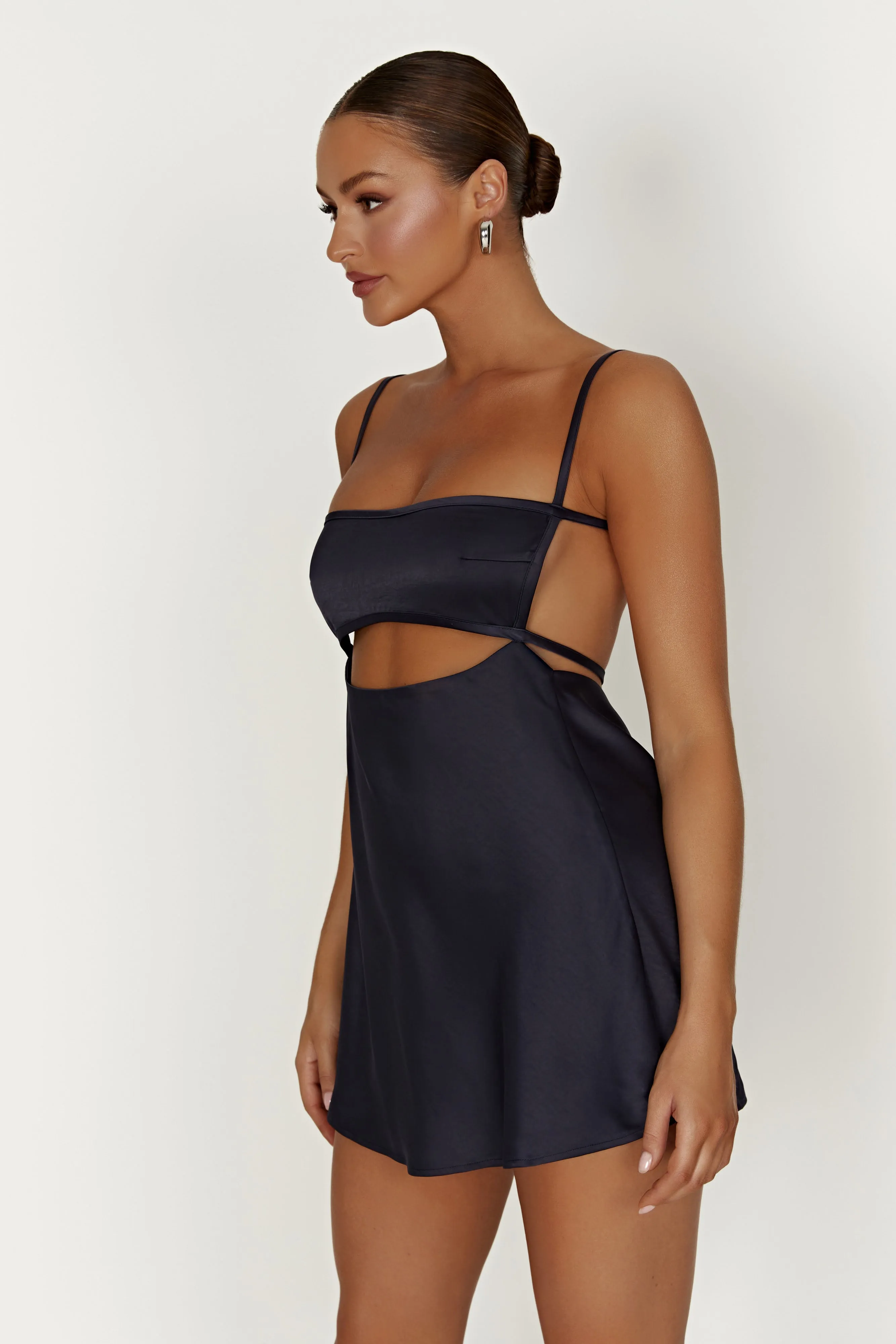 Veda Satin Mini Dress - Midnight Navy sold by Meshki product image thumbnail 5