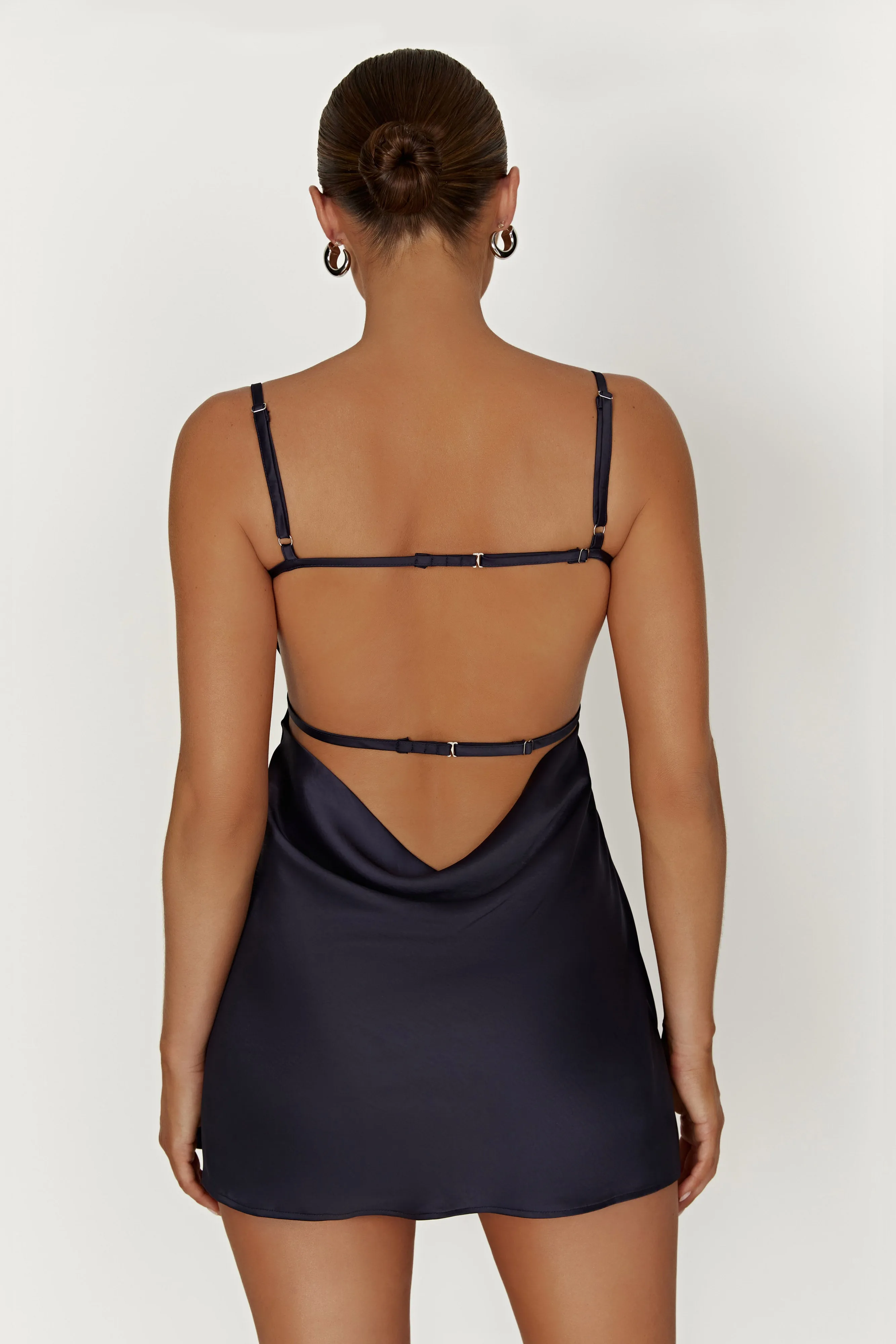 Veda Satin Mini Dress - Midnight Navy sold by Meshki product image thumbnail 2