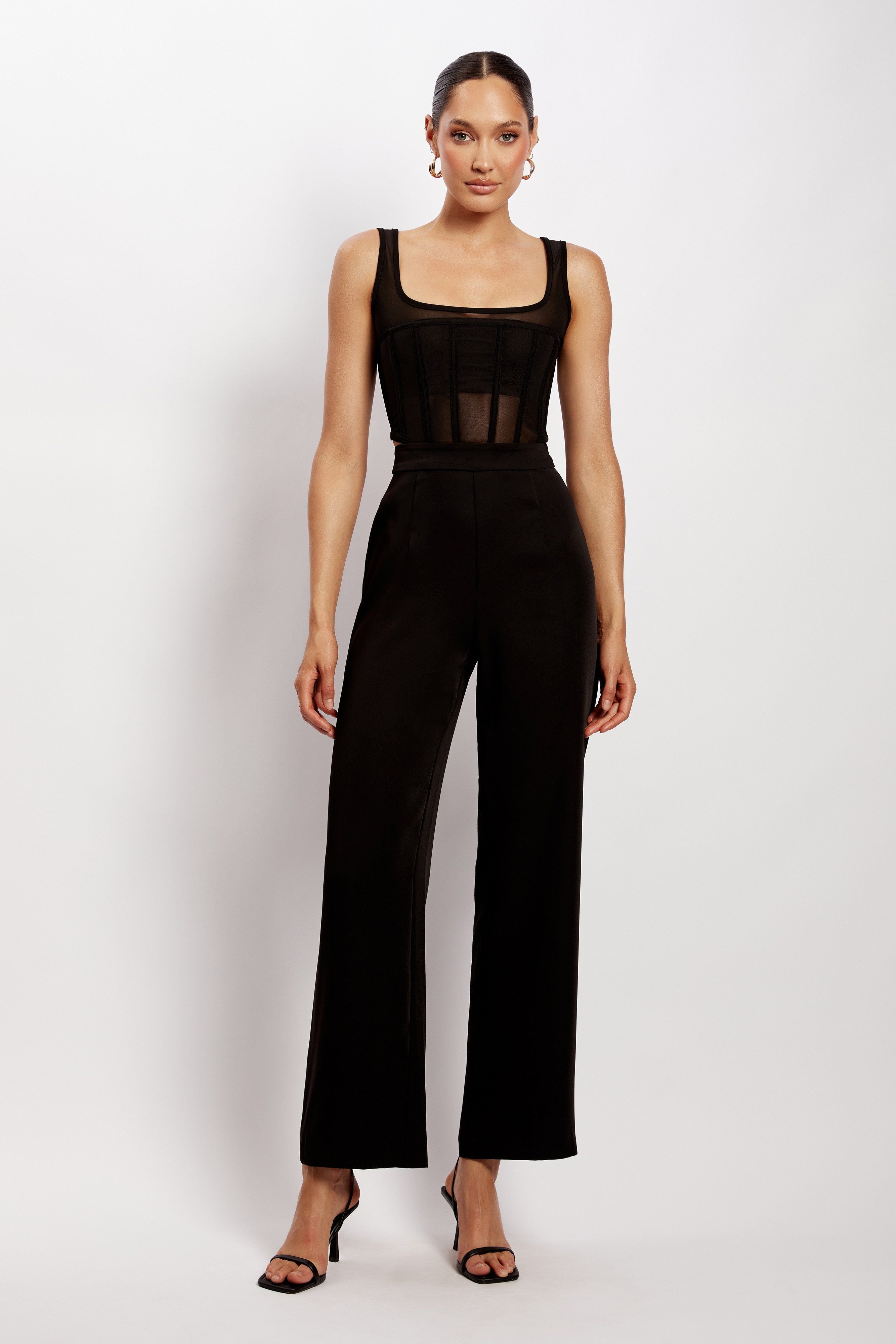 Saskia Straight Leg Trousers - Black sold by Meshki
