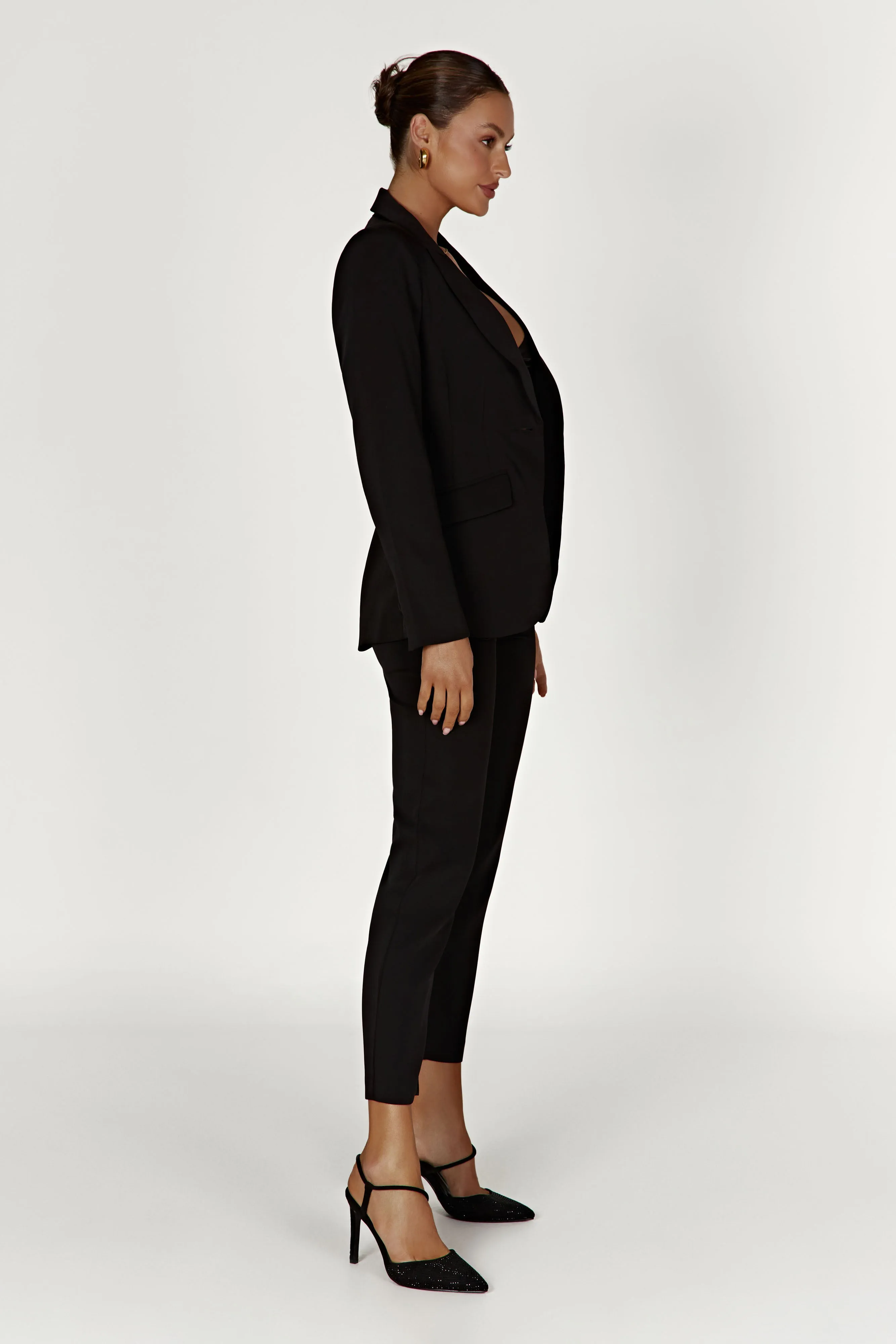 Helda Fitted Cinched Waist Blazer - Black sold by Meshki product image thumbnail 4