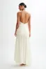 Graziana Satin Chiffon Plunge Maxi Dress - Ivory sold by Meshki
