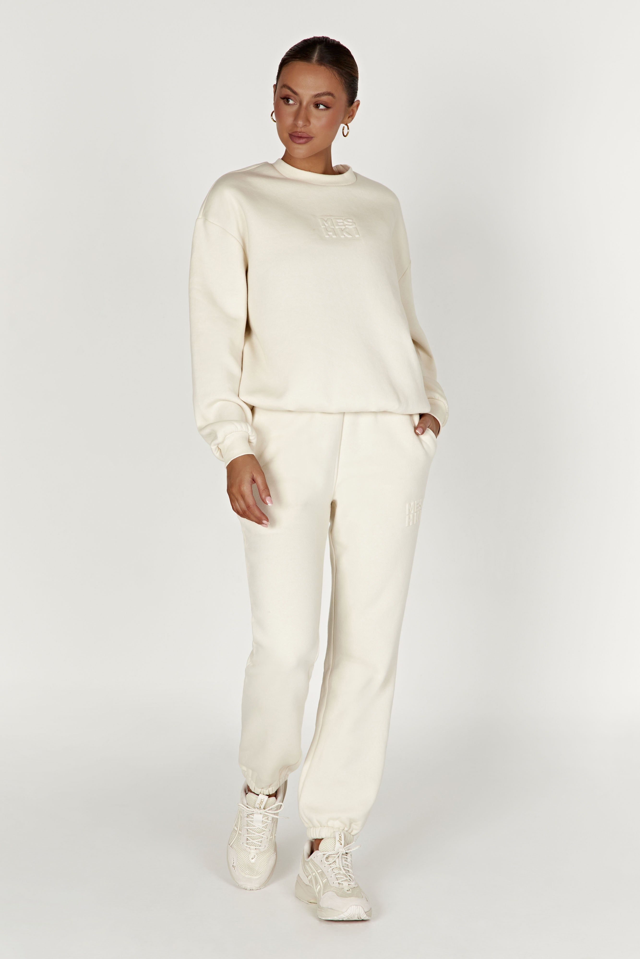 Sutton Embossed Fleeceback Crewneck - Bone sold by Meshki product image thumbnail 5