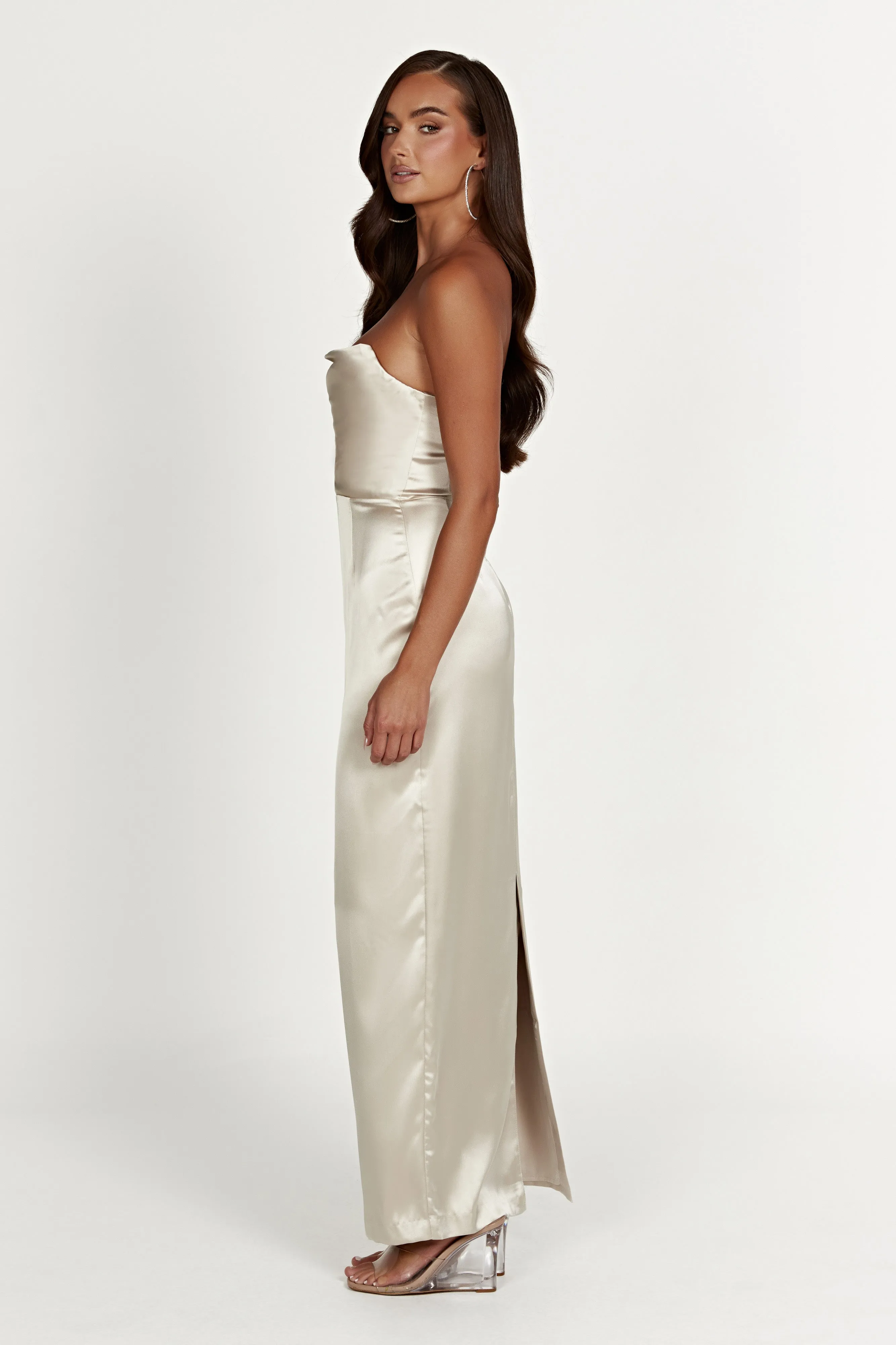 Alanis Strapless Maxi Dress - Champagne sold by Meshki product image thumbnail 4