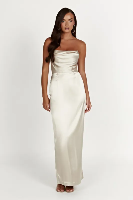 Alanis Strapless Maxi Dress - Champagne made by Meshki