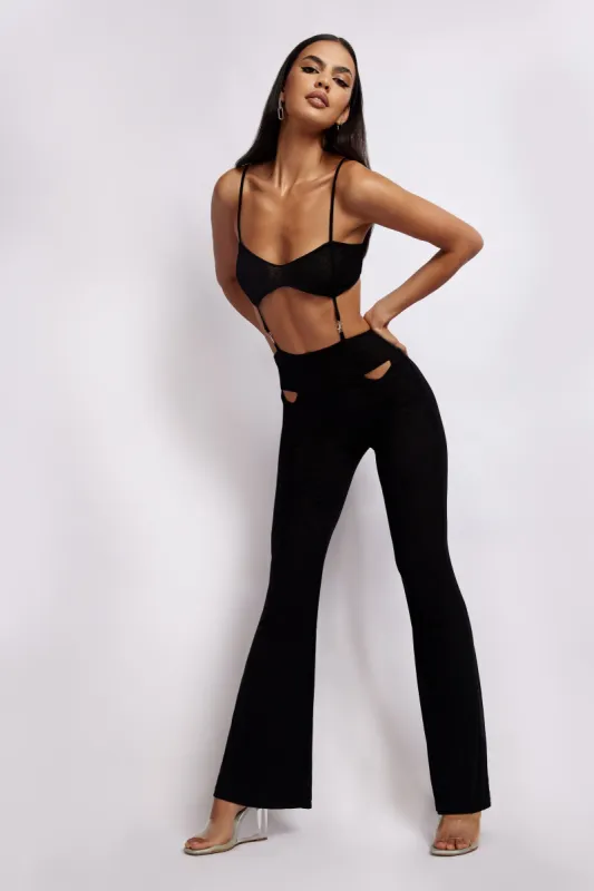 Celeste Mesh Two Piece Jumpsuit - Black sold by Meshki