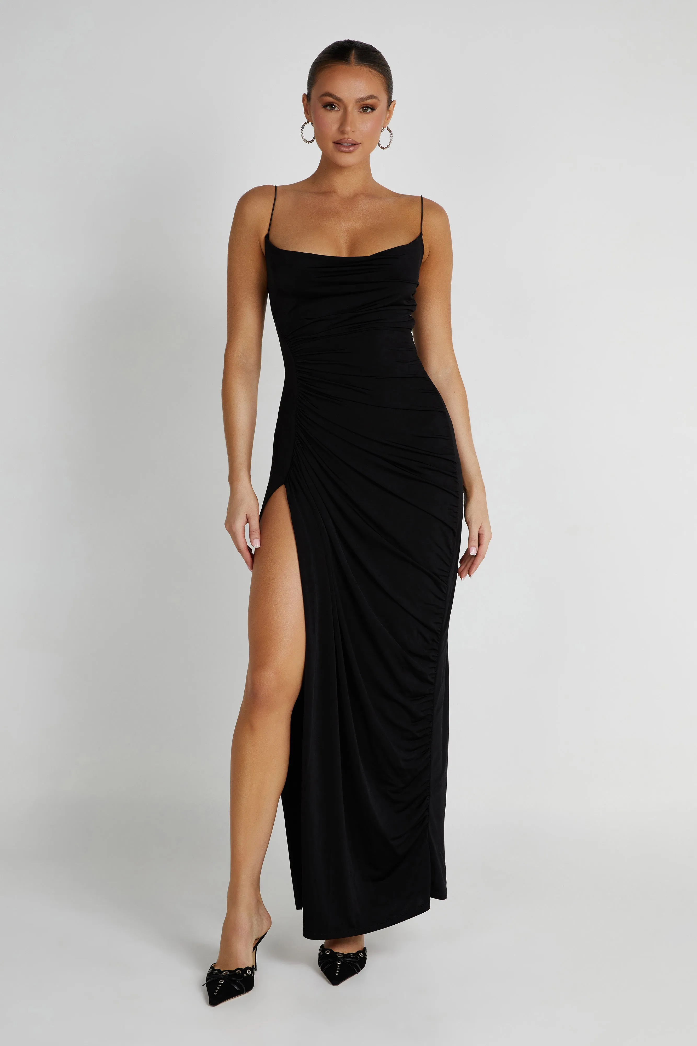 Candice Ruched Maxi Dress - Black sold by Meshki