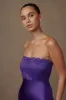 Darcie Strapless Satin Maxi Dress - Deep Purple sold by Meshki