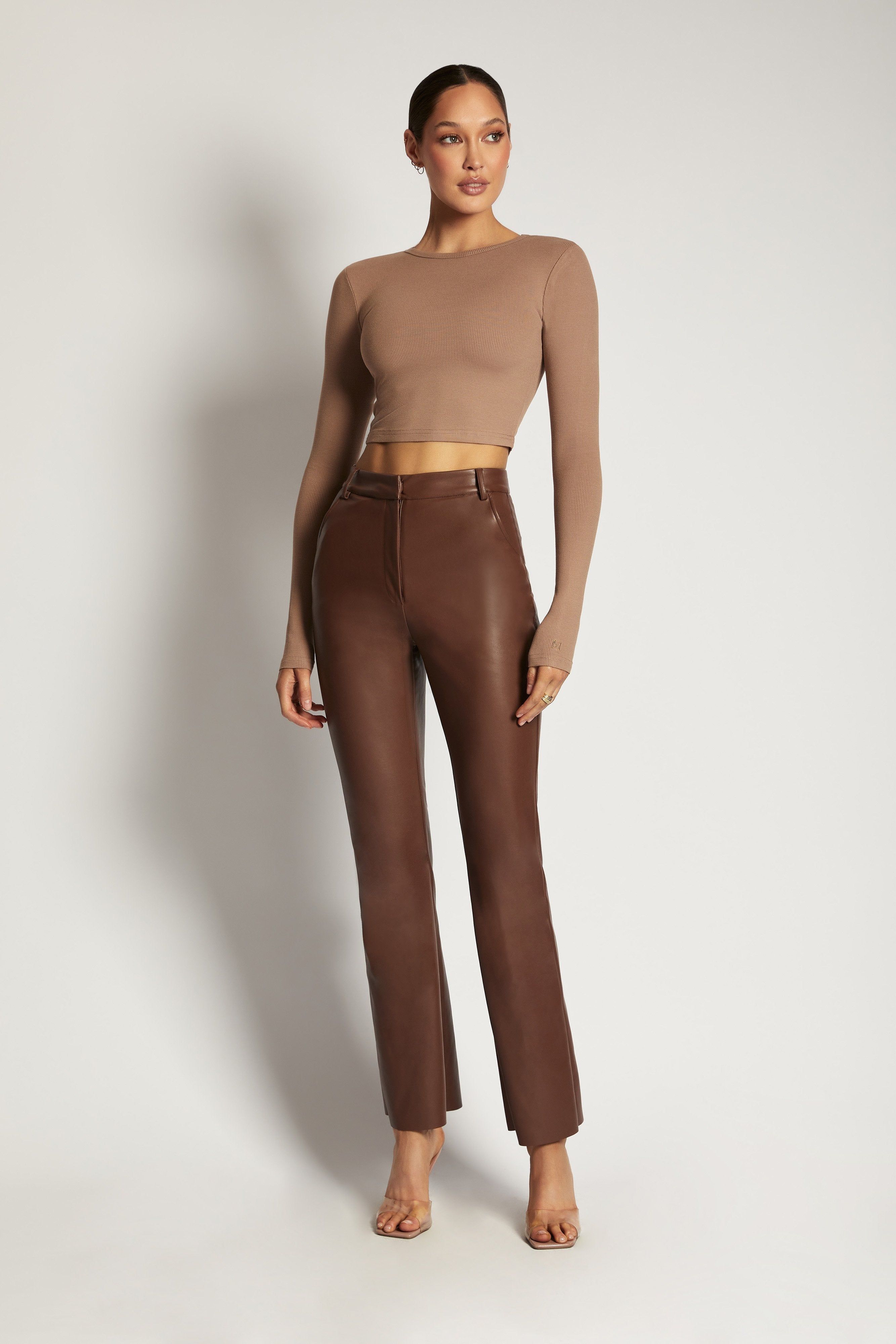 Caroline Long Sleeve Rib Crop - Latte sold by Meshki product image thumbnail 11