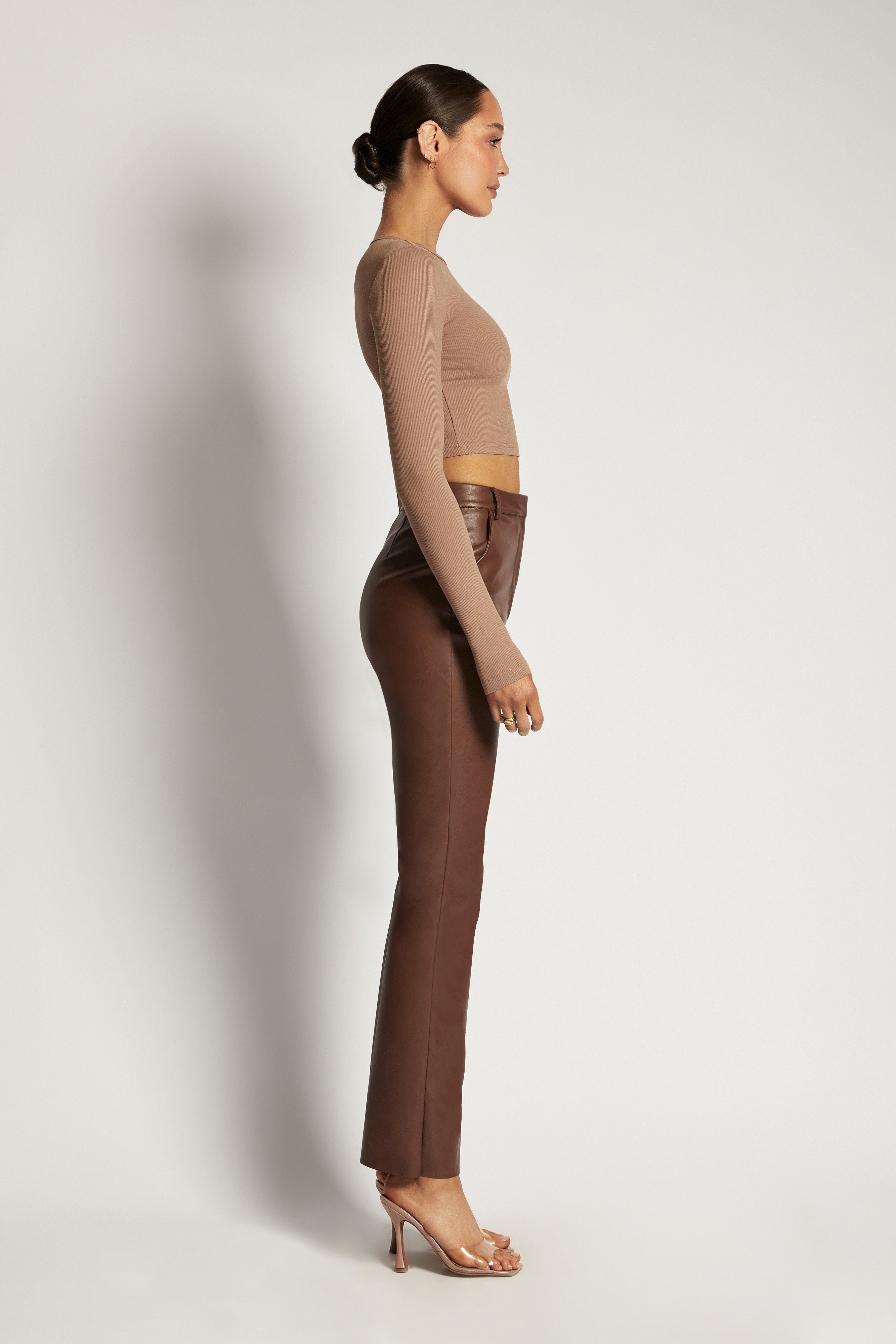 Caroline Long Sleeve Rib Crop - Latte sold by Meshki product image thumbnail 12