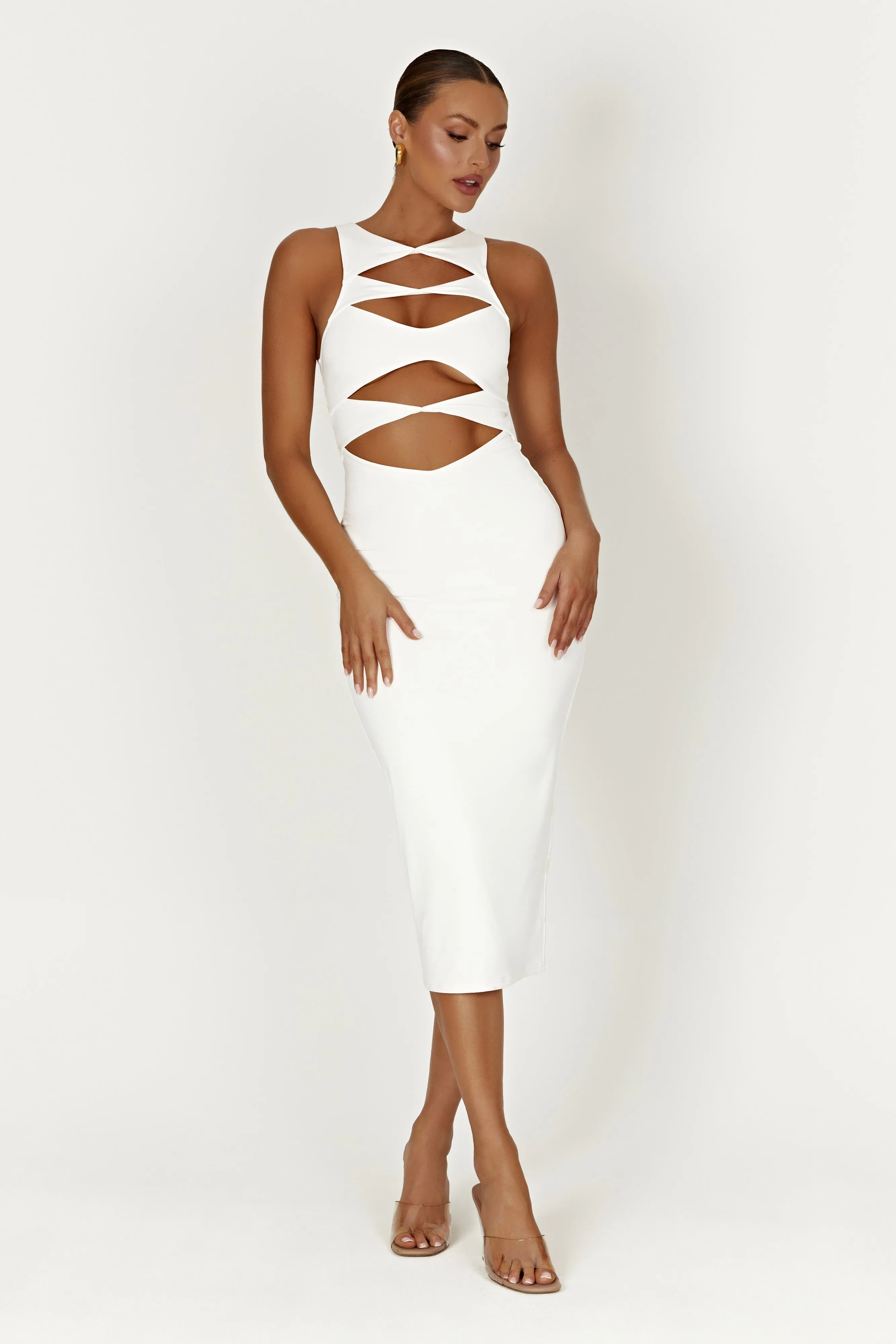 Chloe Cut Out Maxi Dress - White sold by Meshki