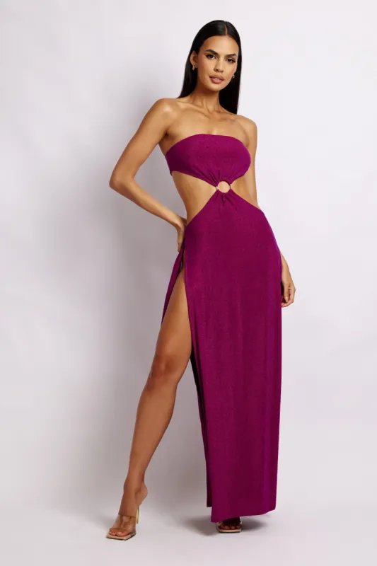 Sierra Strapless Shimmer Dress - Violet Shimmer sold by Meshki