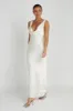 Angelique Satin Cowl Back Maxi Dress - Ivory sold by Meshki