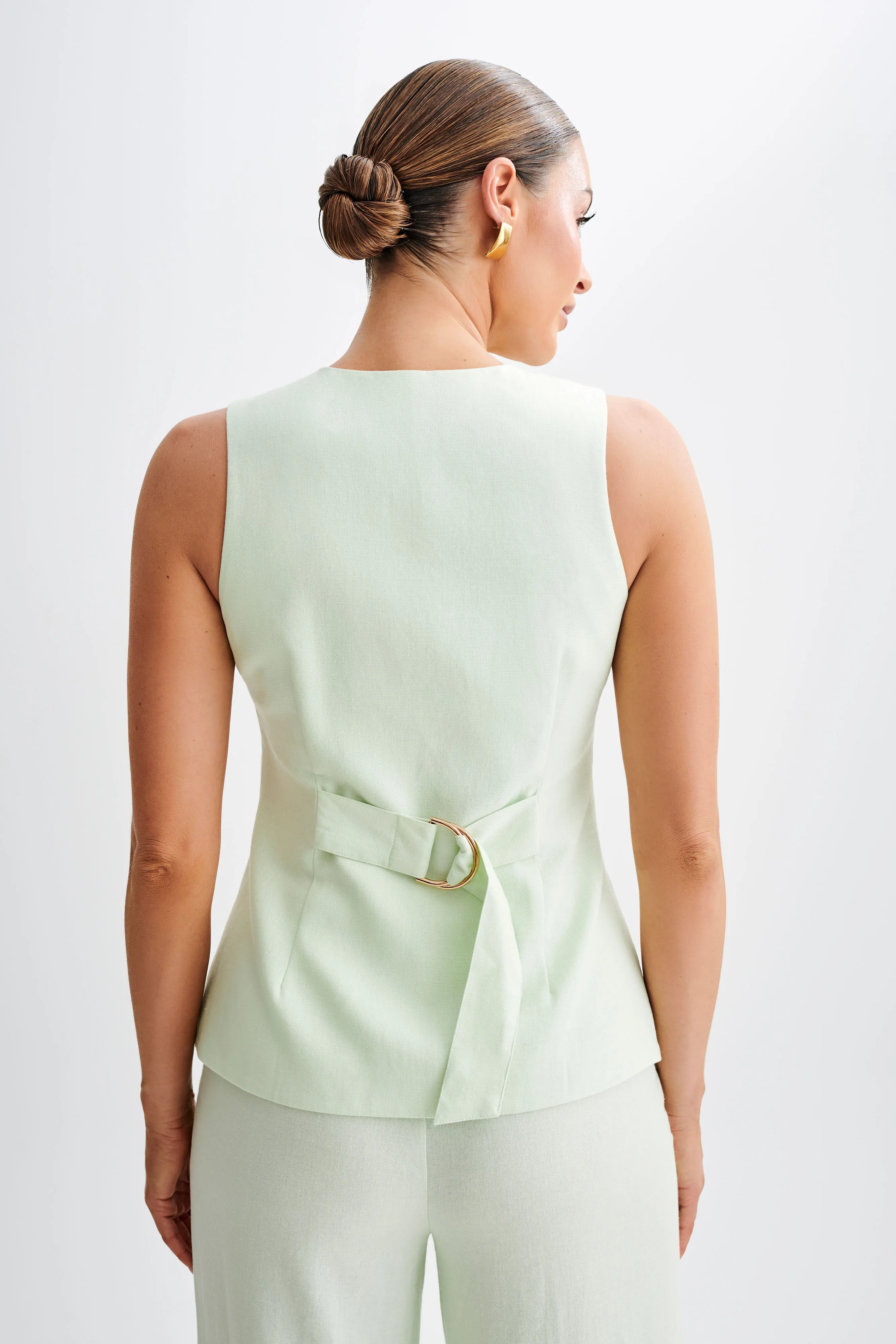 Laurence Sleeveless Linen Longline Top - Mint sold by Meshki product image thumbnail 5