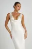 Angelique Satin Cowl Back Maxi Dress - Ivory sold by Meshki