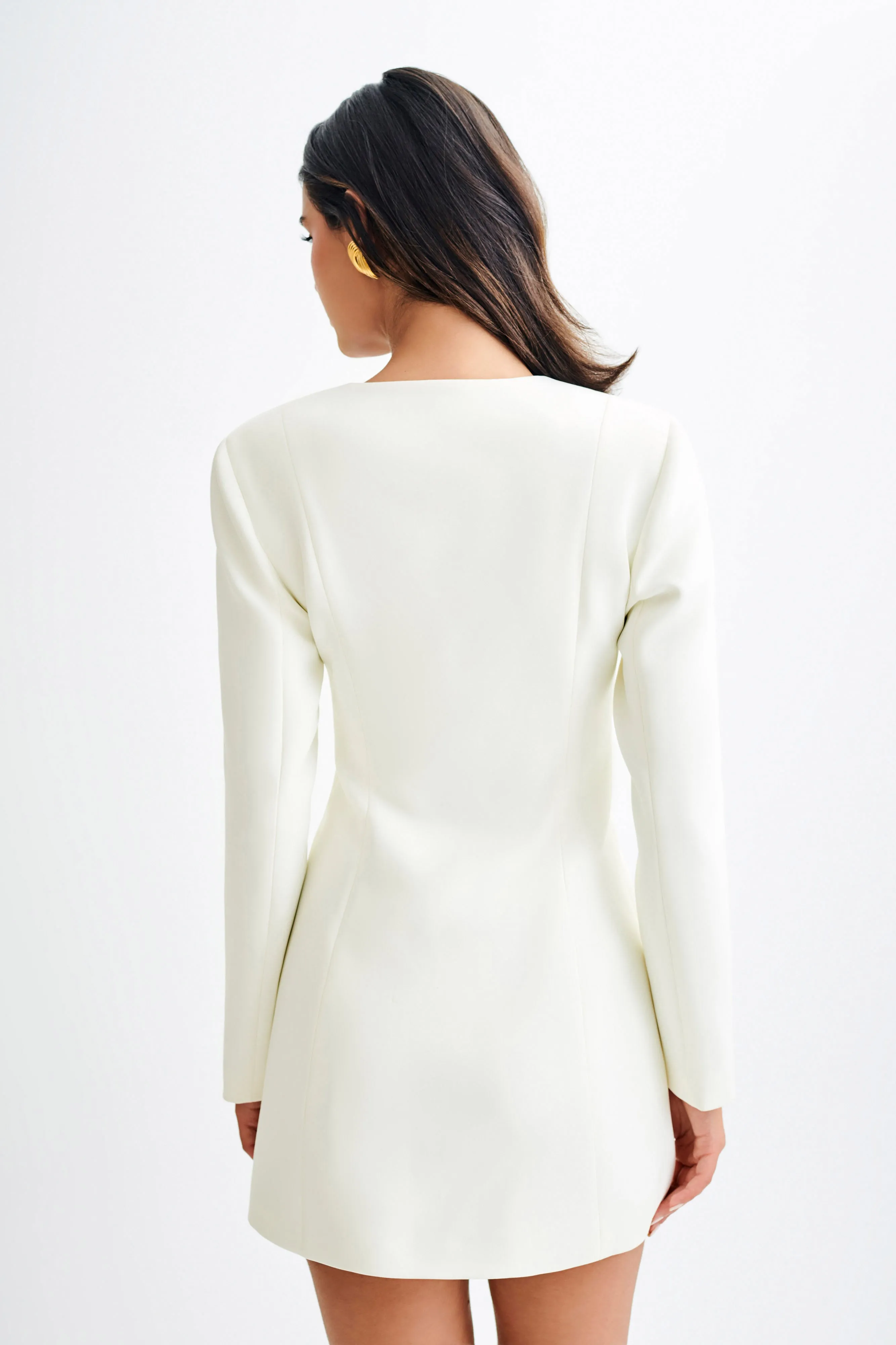 Hurley Long Sleeve Blazer Mini Dress - Ivory sold by Meshki product image thumbnail 3